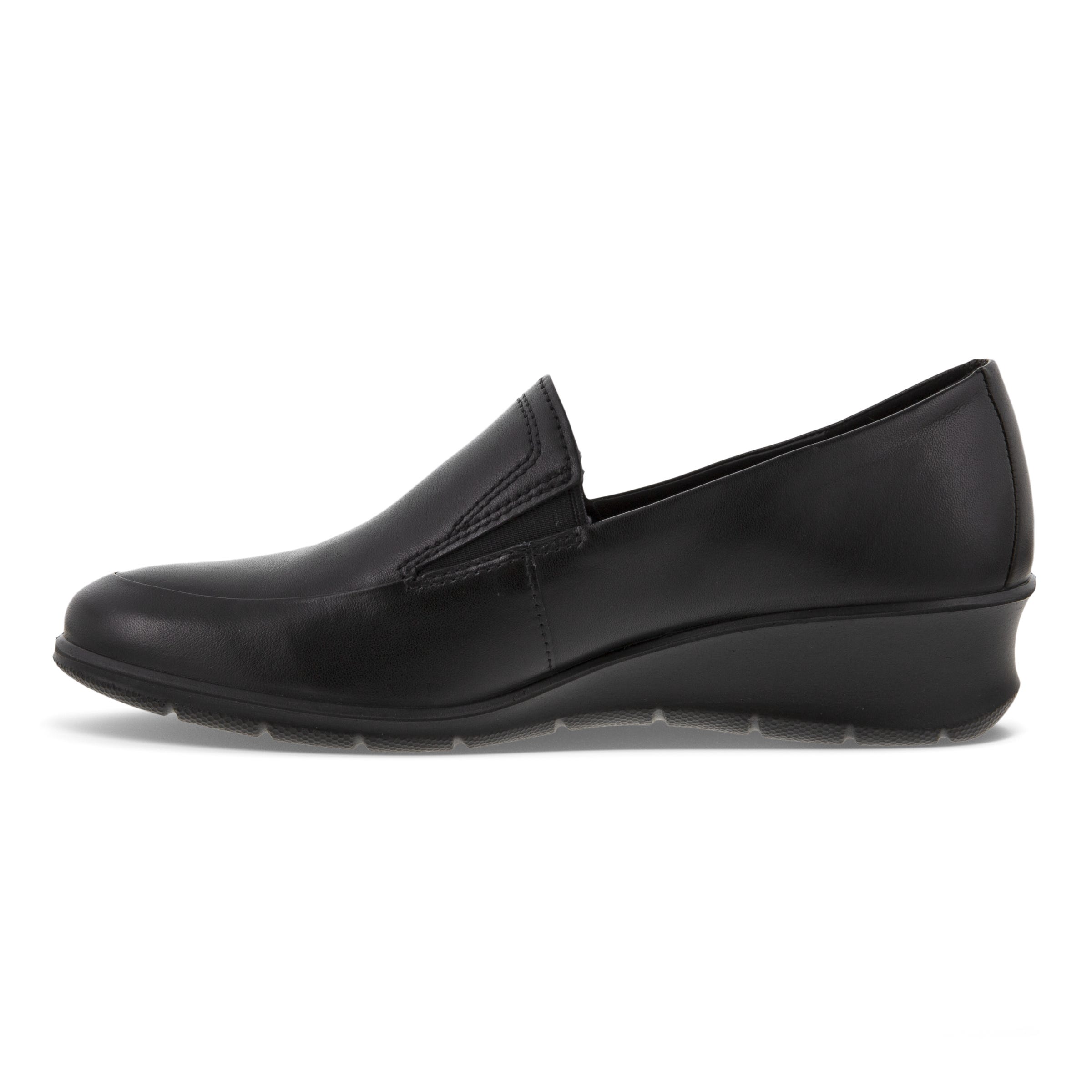 Women's ECCO® Felicia Leather Block-Heeled Loafer - Black - Inside