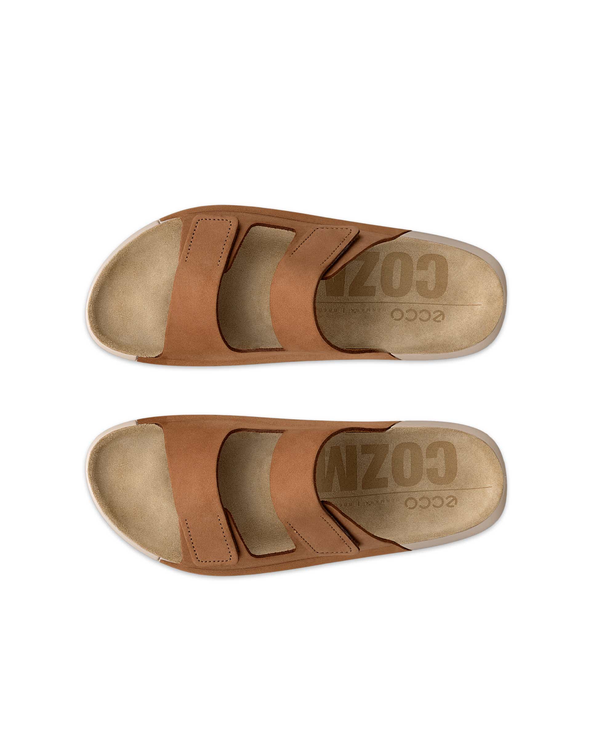 Women's ECCO® Cozmo Nubuck Two Strap Sandal - Brown - Top left pair