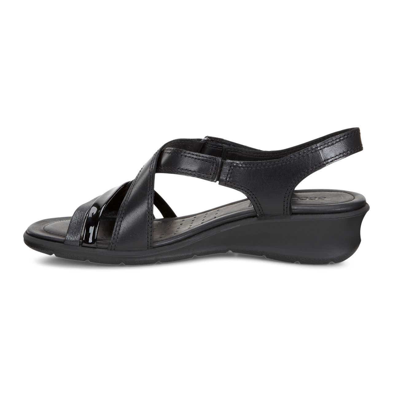 Women's ECCO® Felicia Leather Wedge Sandal - Black - Inside
