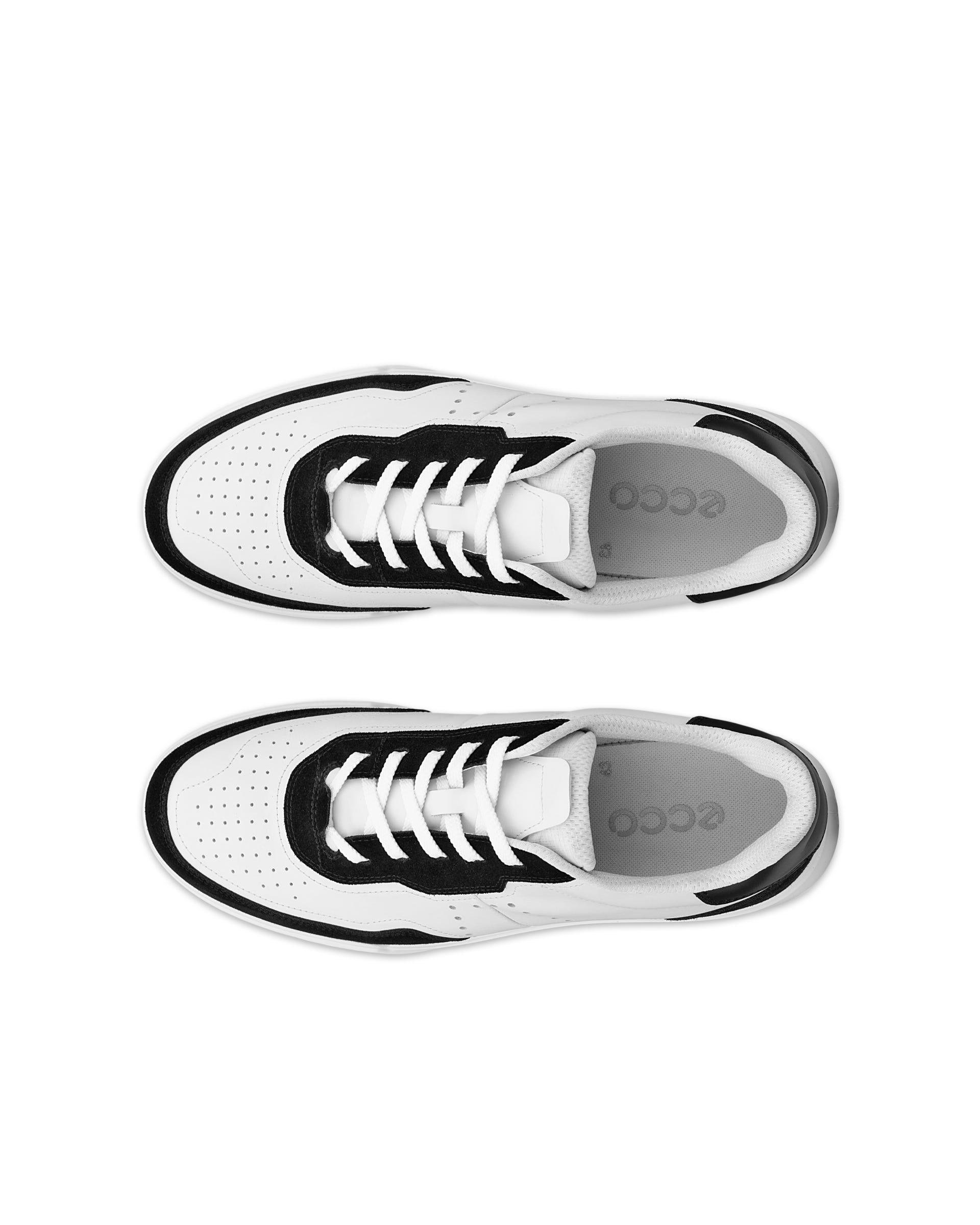 Men's ECCO® Street Court Leather Sneaker - White - Top left pair