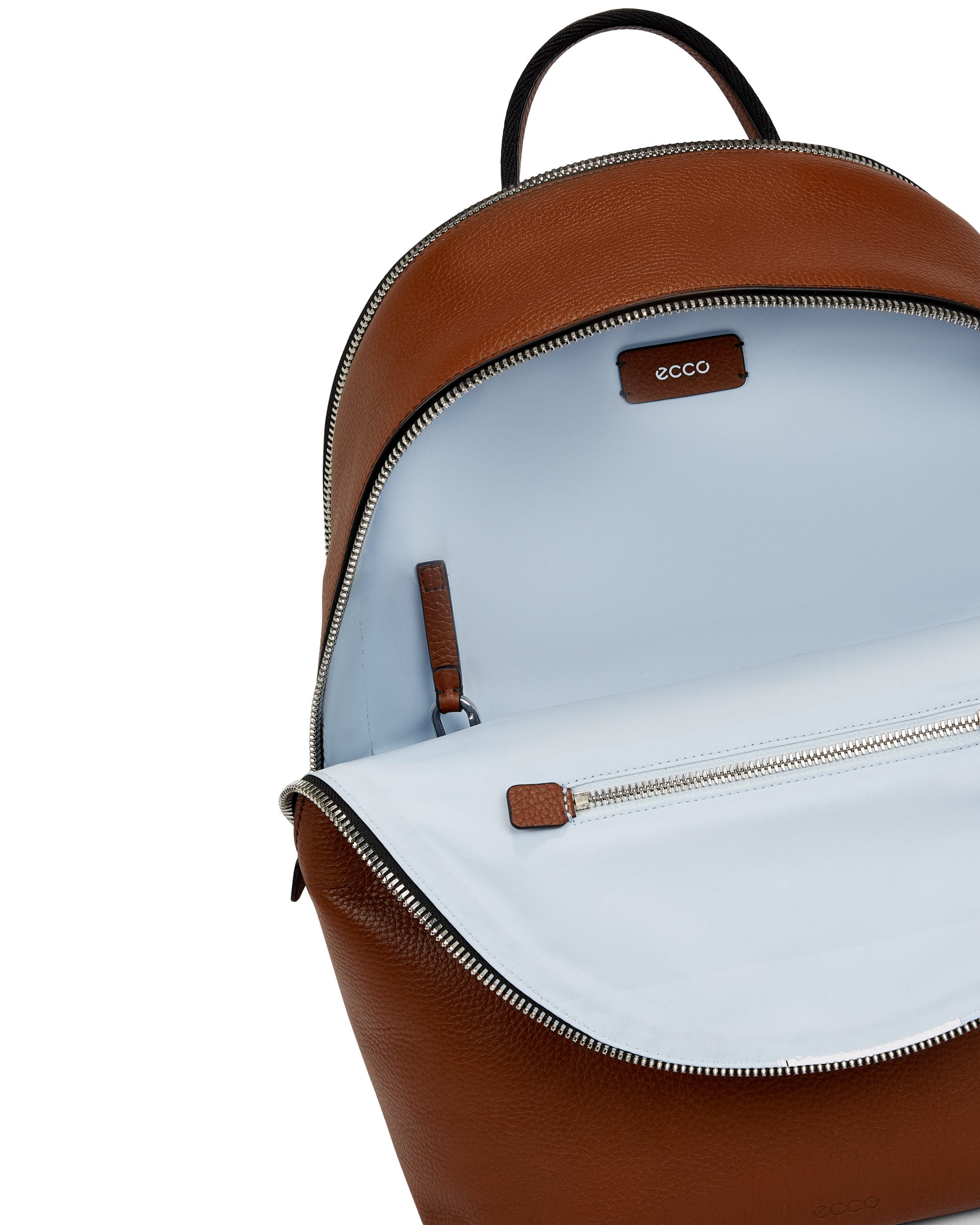 ECCO® Round Pack L Pebbled Leather Backpack - Brown - Inside