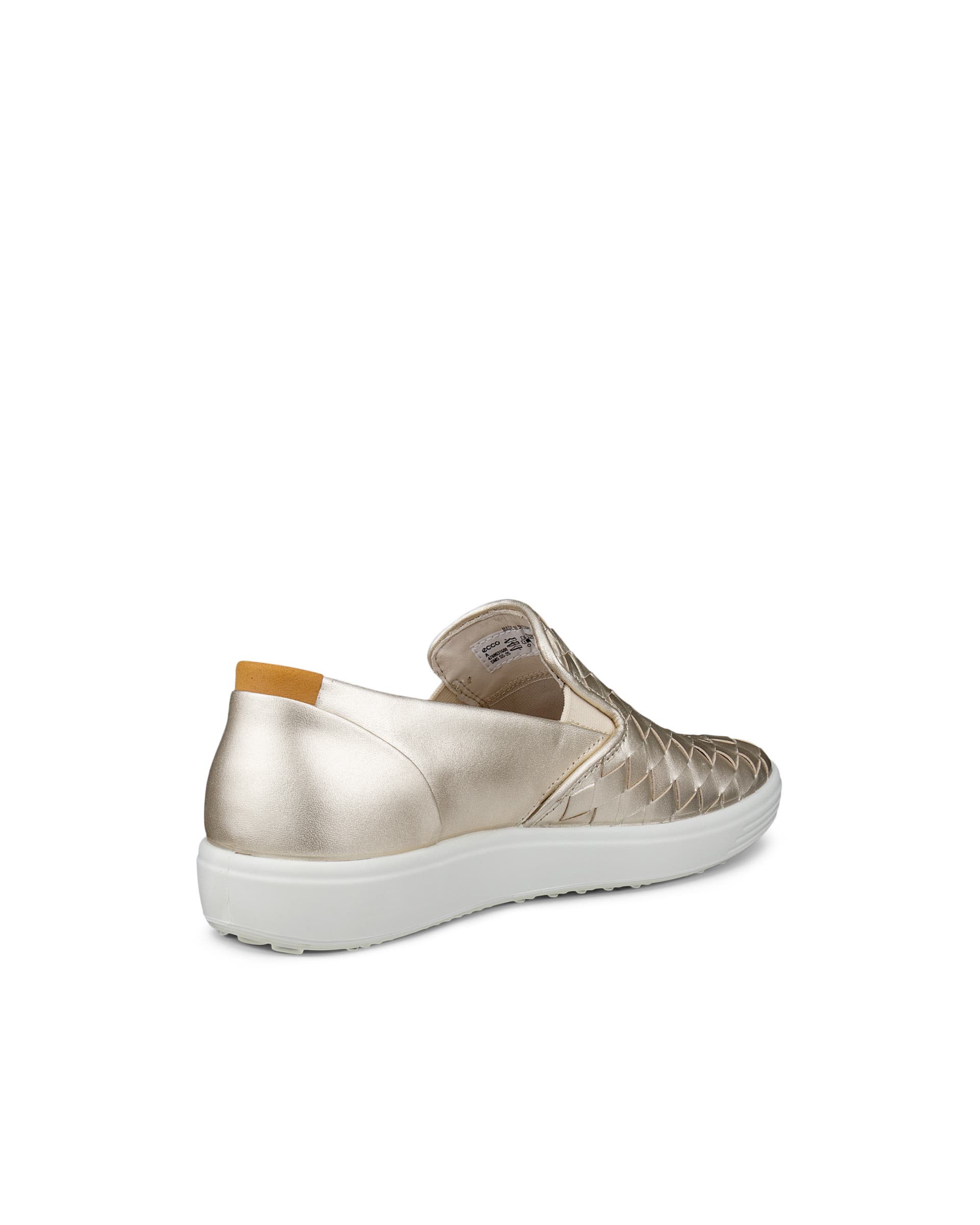 Women's ECCO® Soft 7 Woven Leather Slip-On - Metallics - Back
