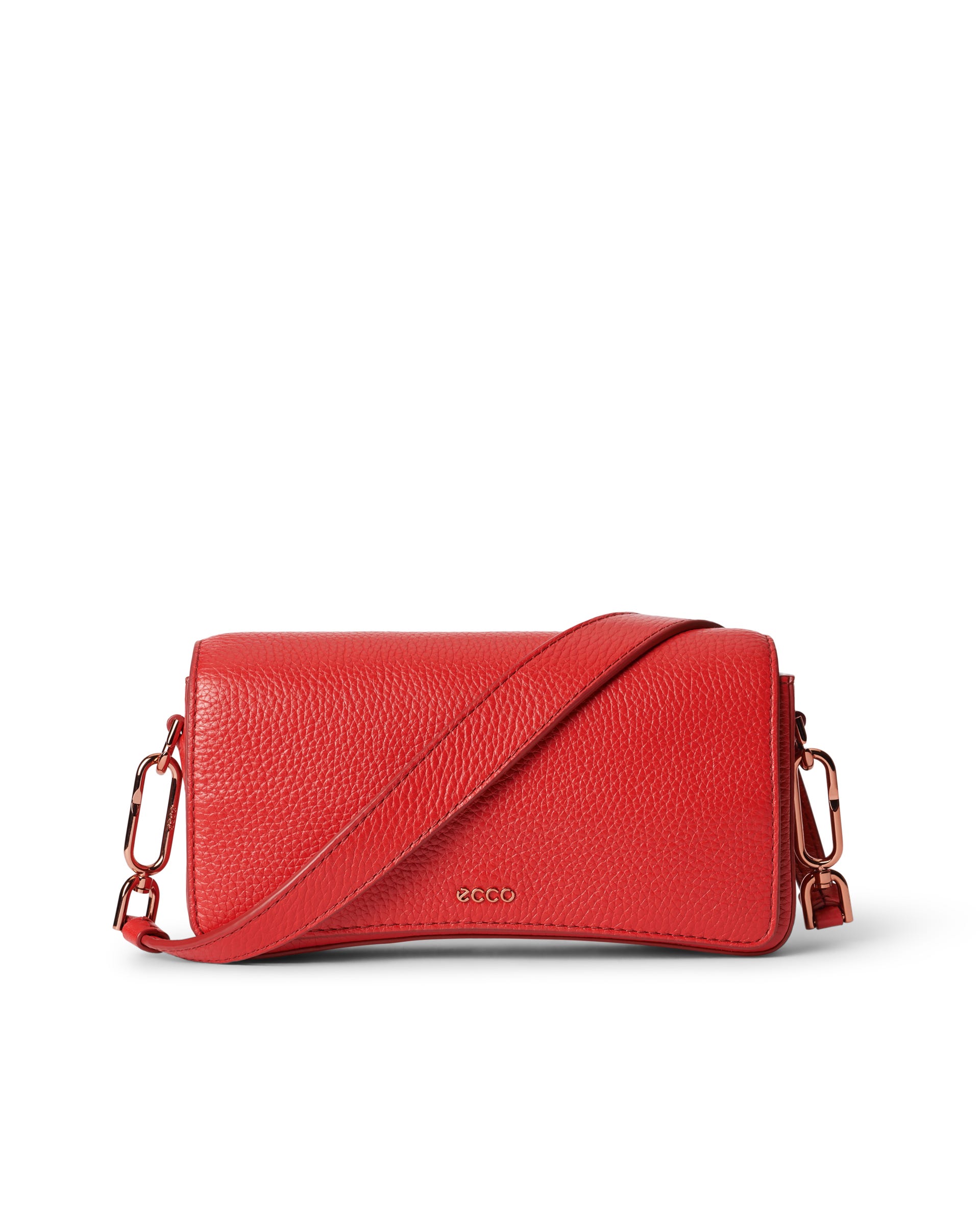 ECCO® Pinch Small Pebbled Leather Shoulder Bag - Red - Main