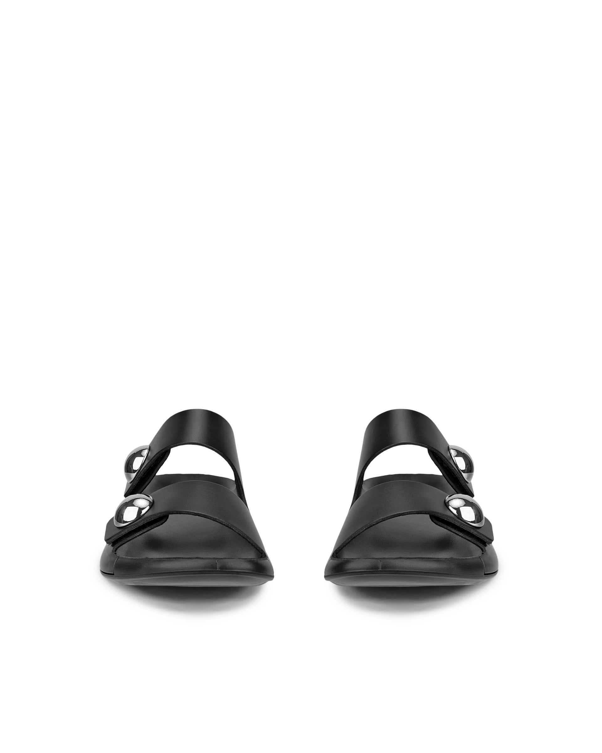 ECCO Cozmo Sandal Deco ウィメンズ レザー2ストラップサンダル - ブラック - Front pair