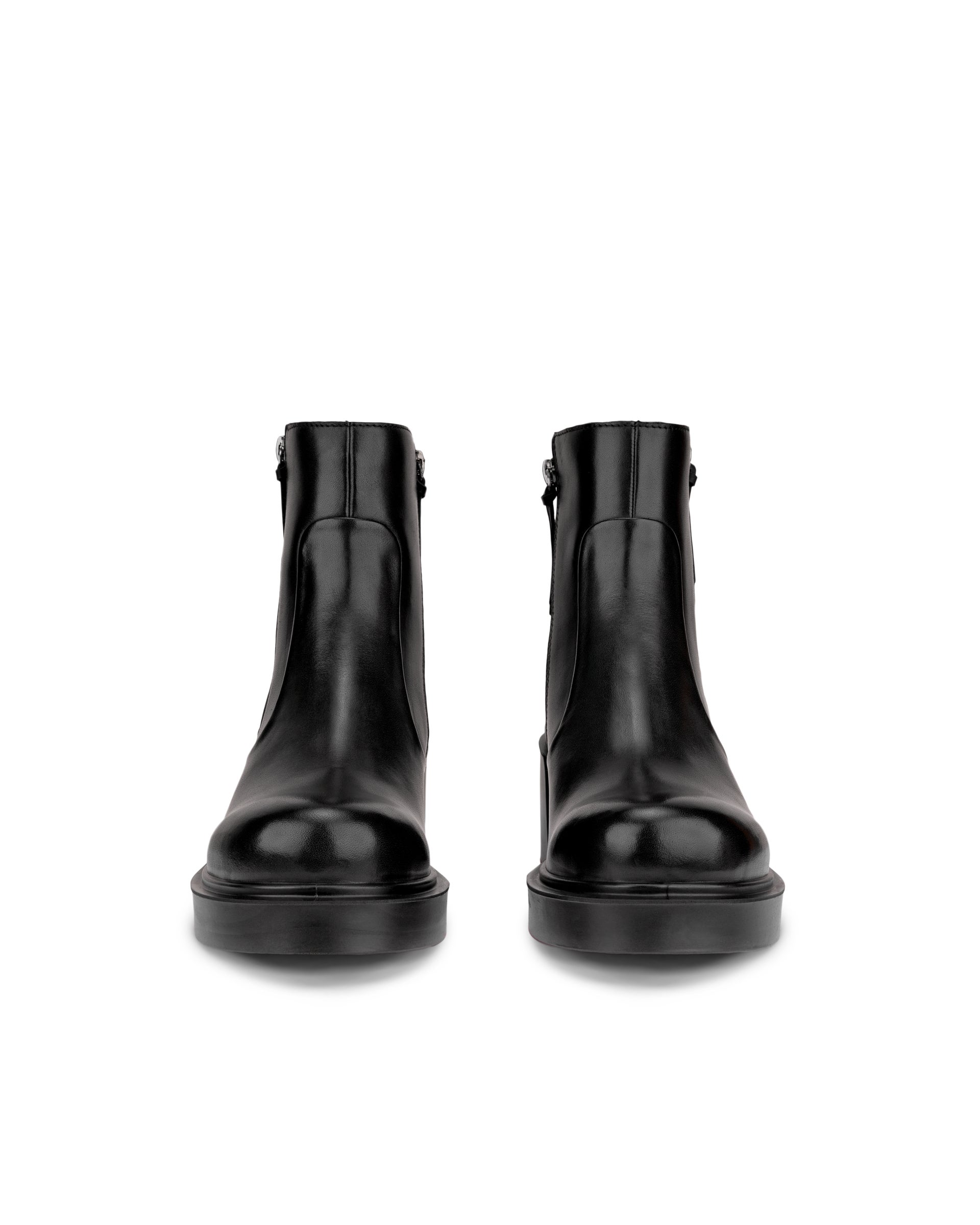 Women's ECCO® Metropole Seoul 45 Leather Heeled Mid-Cut Boot - Black - Front pair
