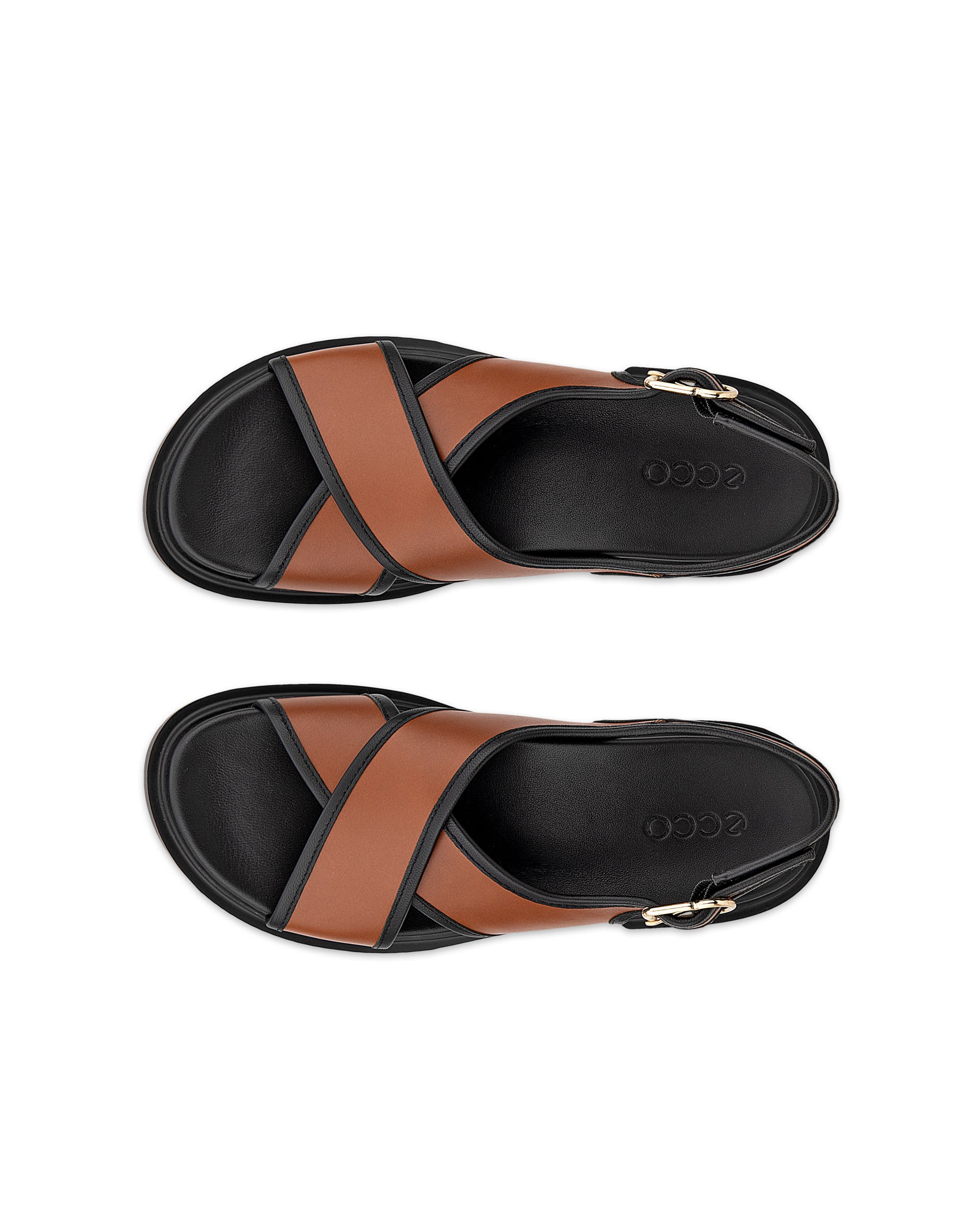 Damskie skórzane sandały ECCO® METROPOLE SEOUL - Brązowy - Top left pair