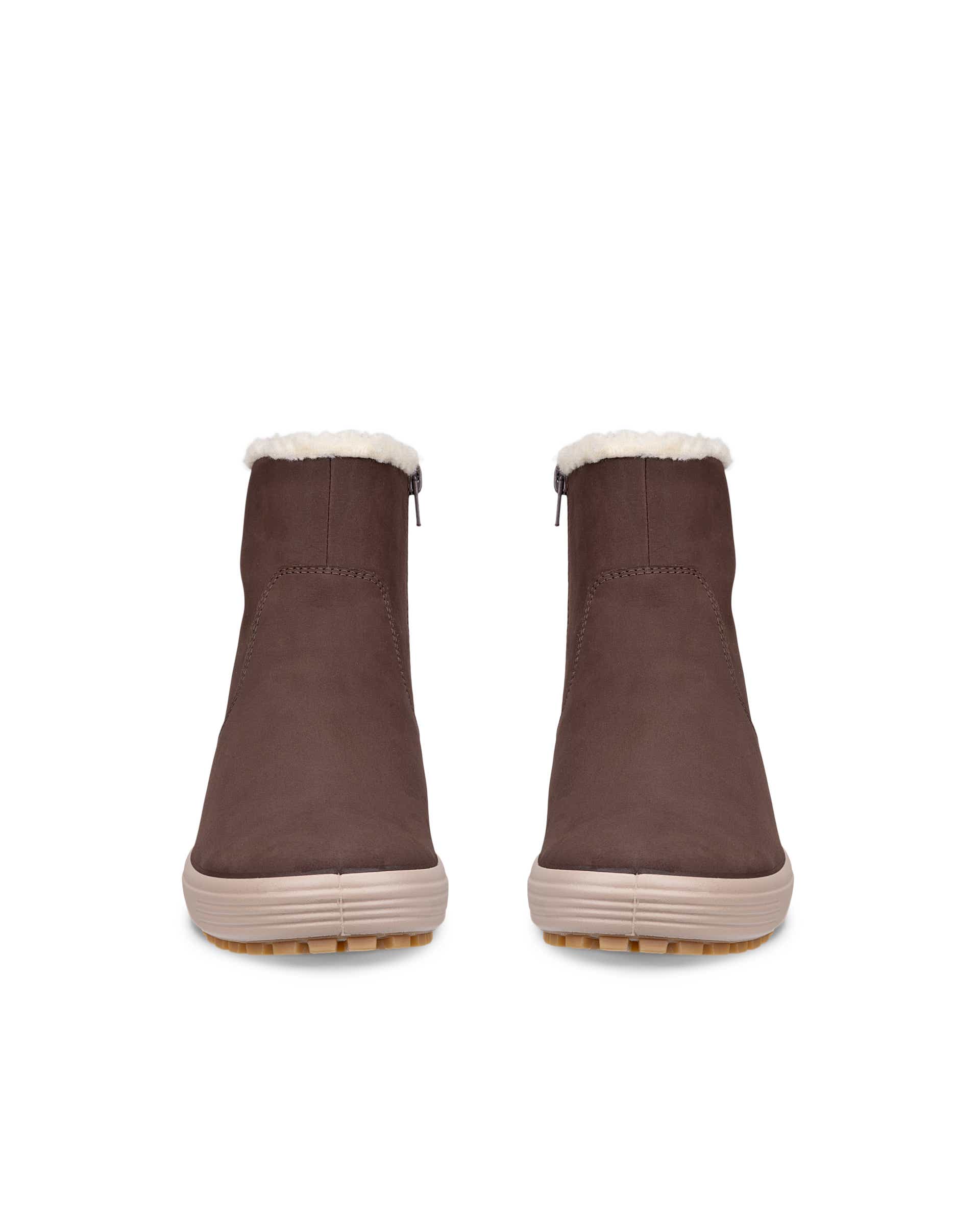 Women's ECCO® SOFT 7 TRED Nubuck Waterproof Mid-Cut Boot - Brown - Front pair