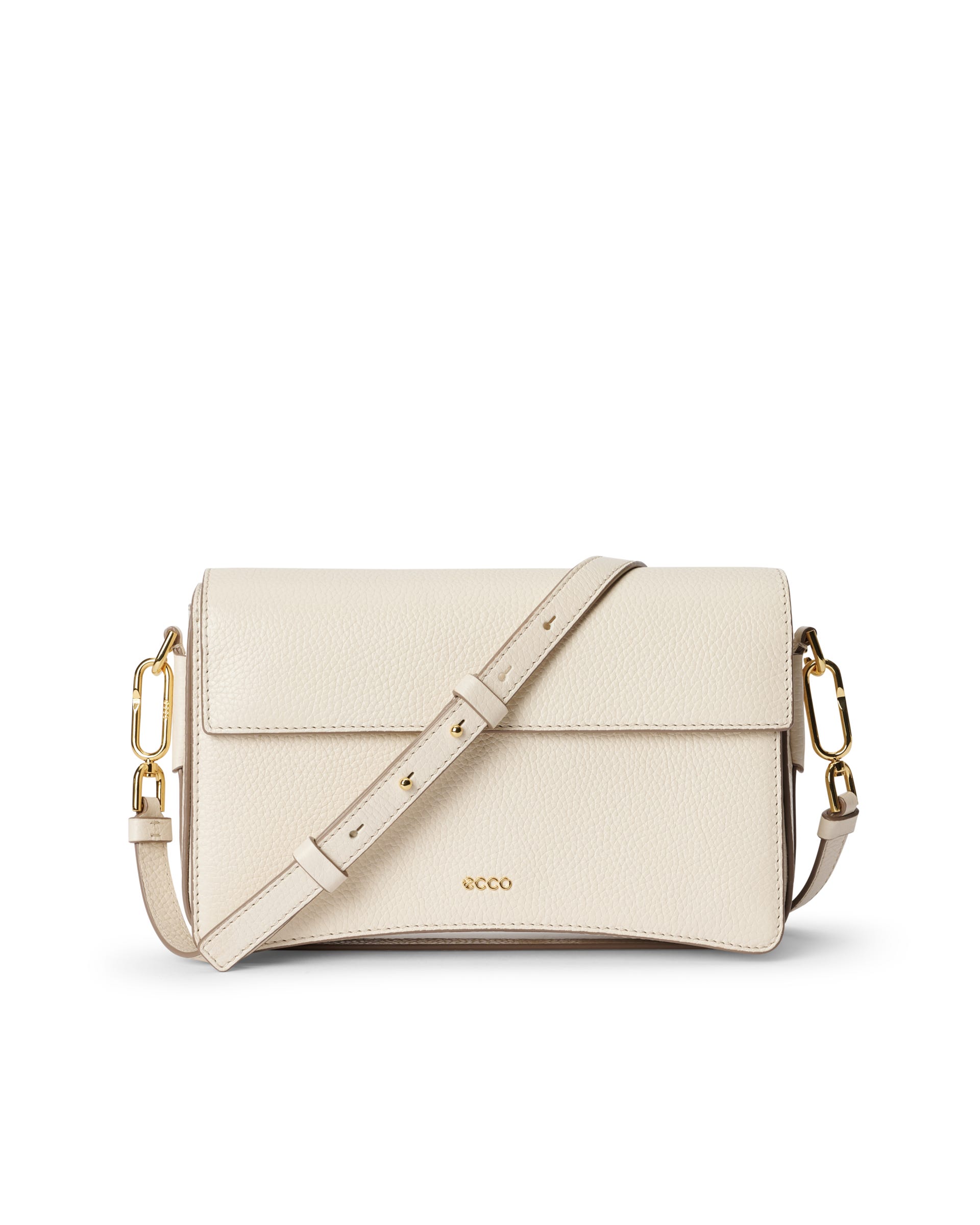 ECCO® Pinch Pebbled Leather Large Crossbody Bag - Beige - Main