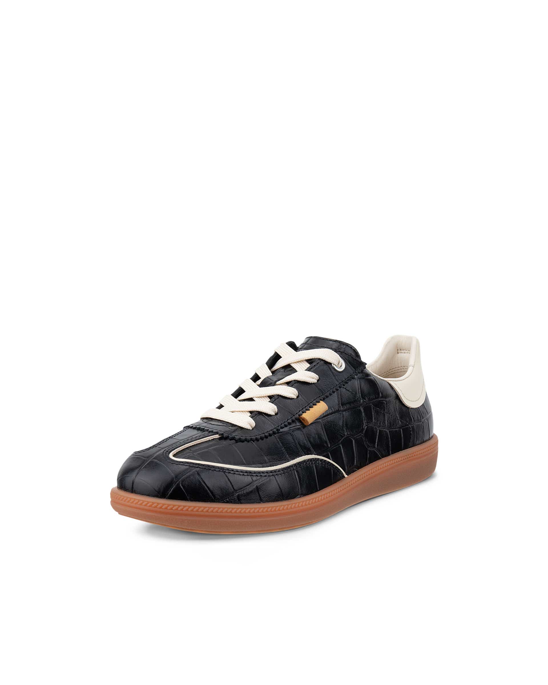 Women's ECCO® Soft 11 Leather Lace-Up Sneaker - Black - Main