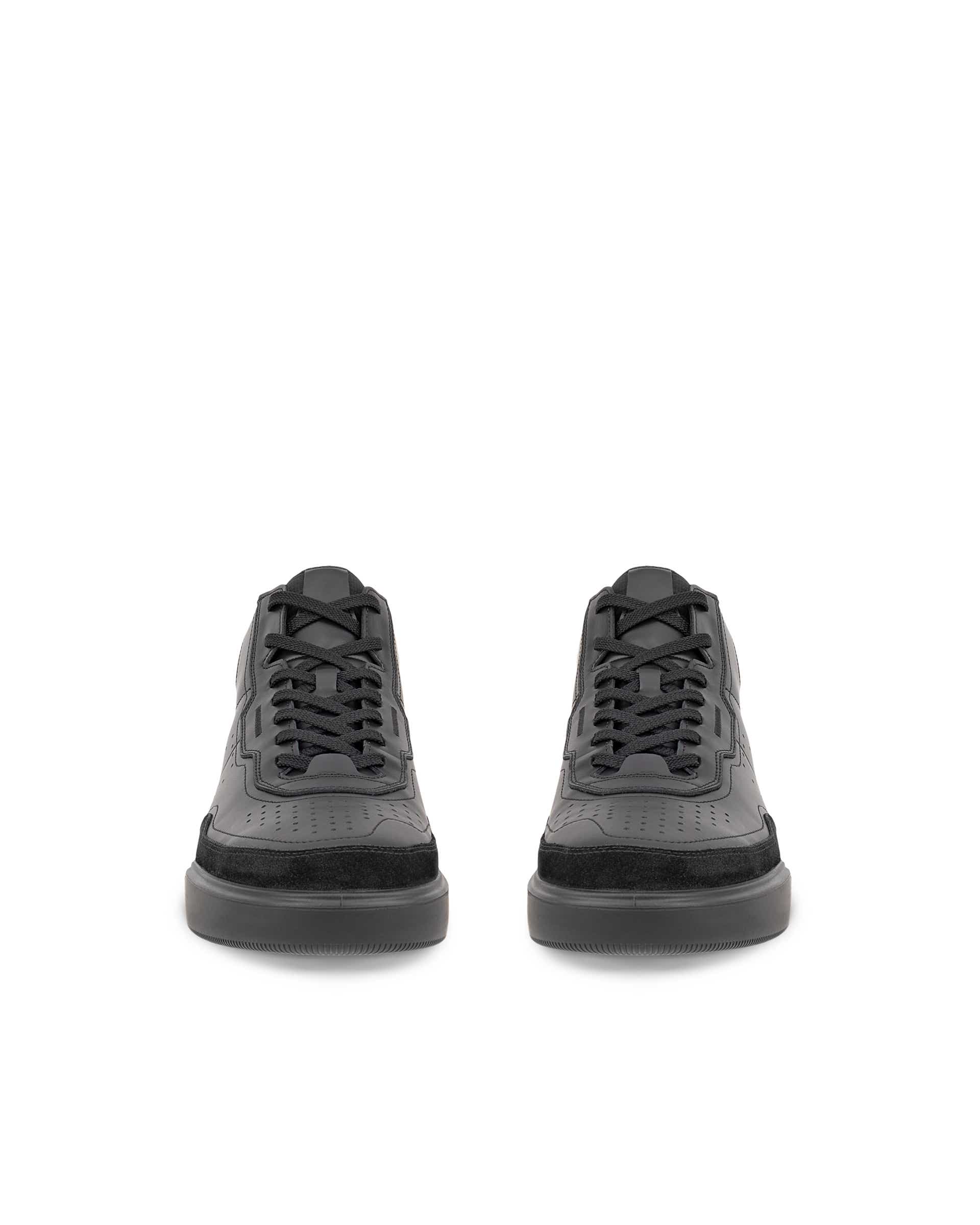ECCO® STREET COURT muške kožne tenisice iznad gležnja - Crna - Front pair