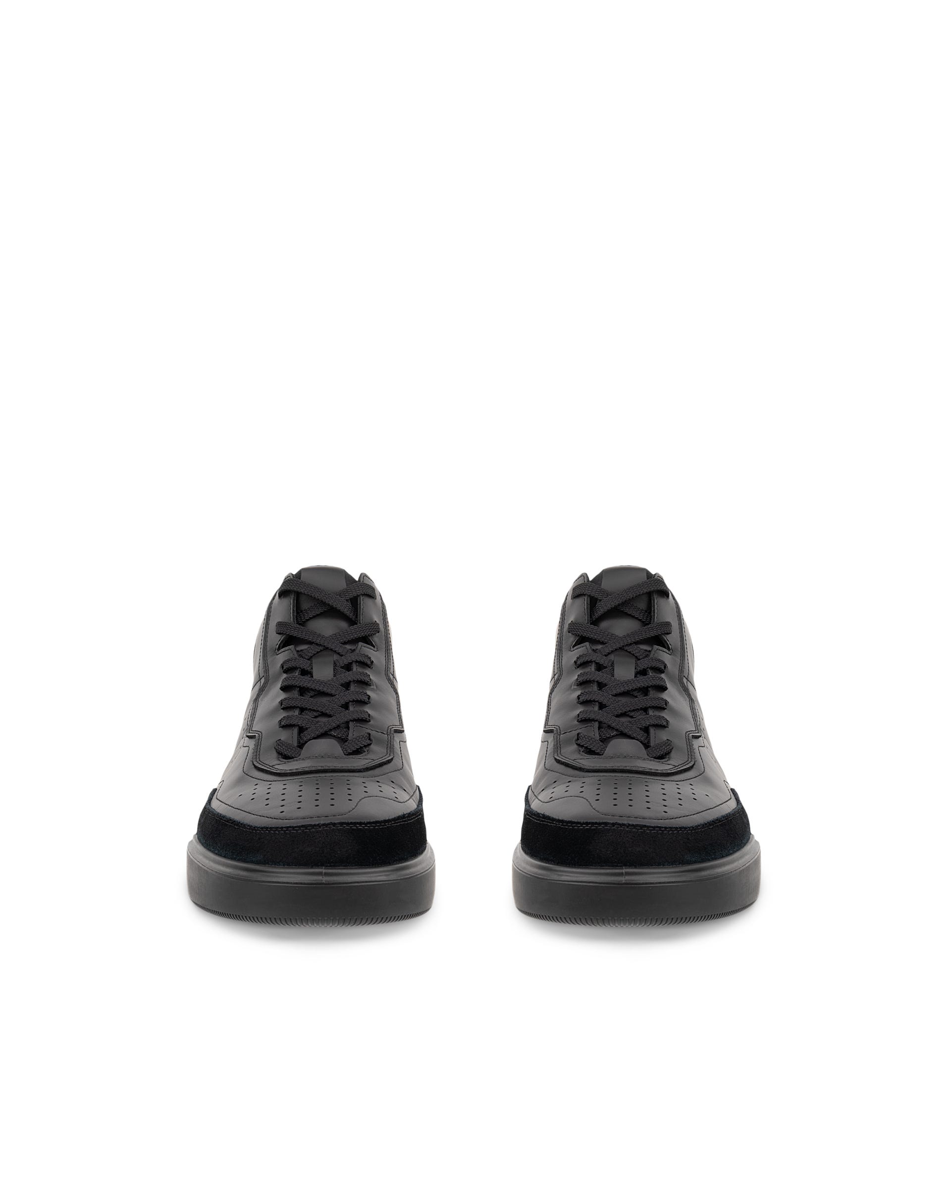 Męskie skórzane wysokie sneakersy ECCO® STREET COURT - Czarny - Front pair