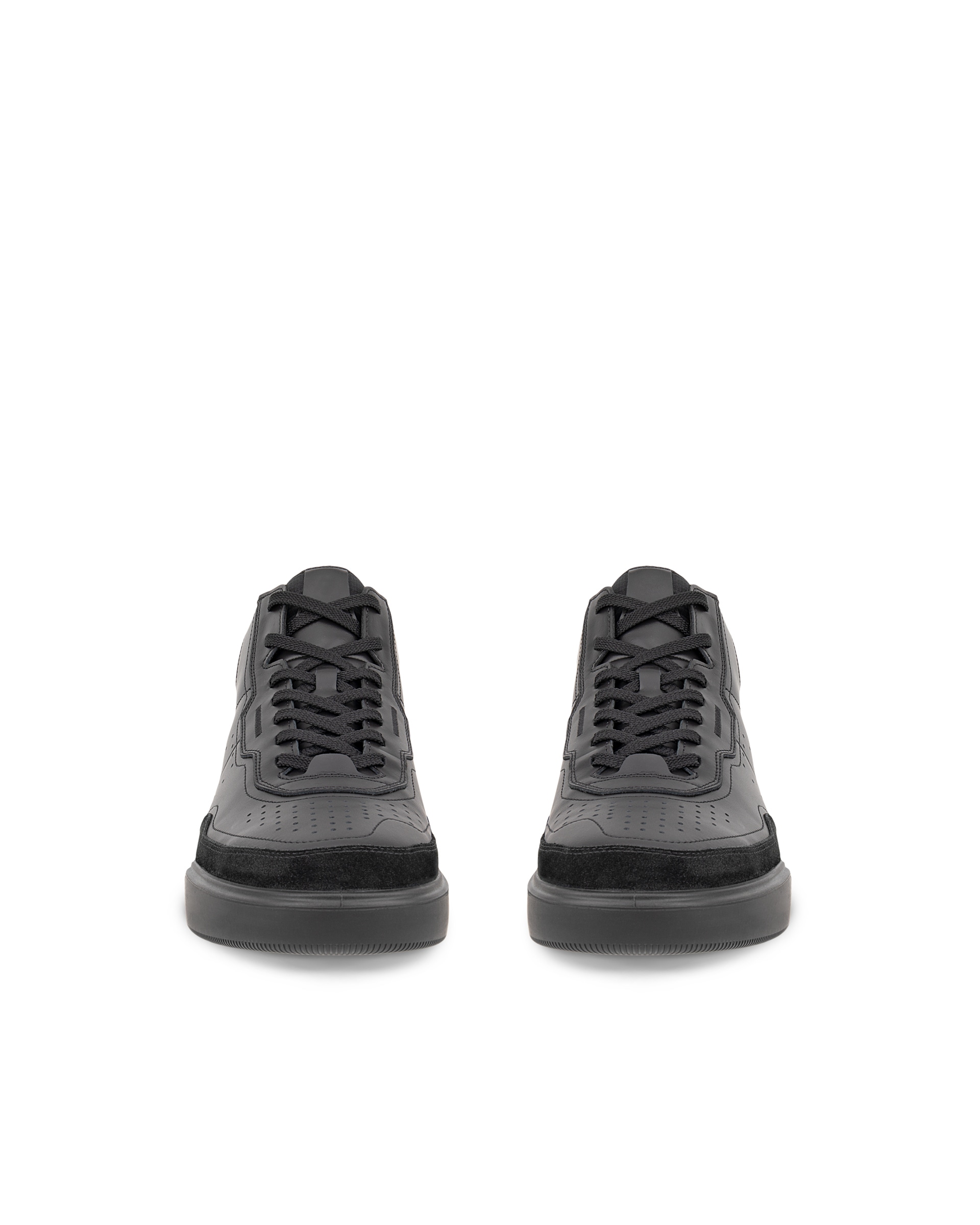 ECCO® STREET COURT muške kožne tenisice iznad gležnja - Crna - Front pair