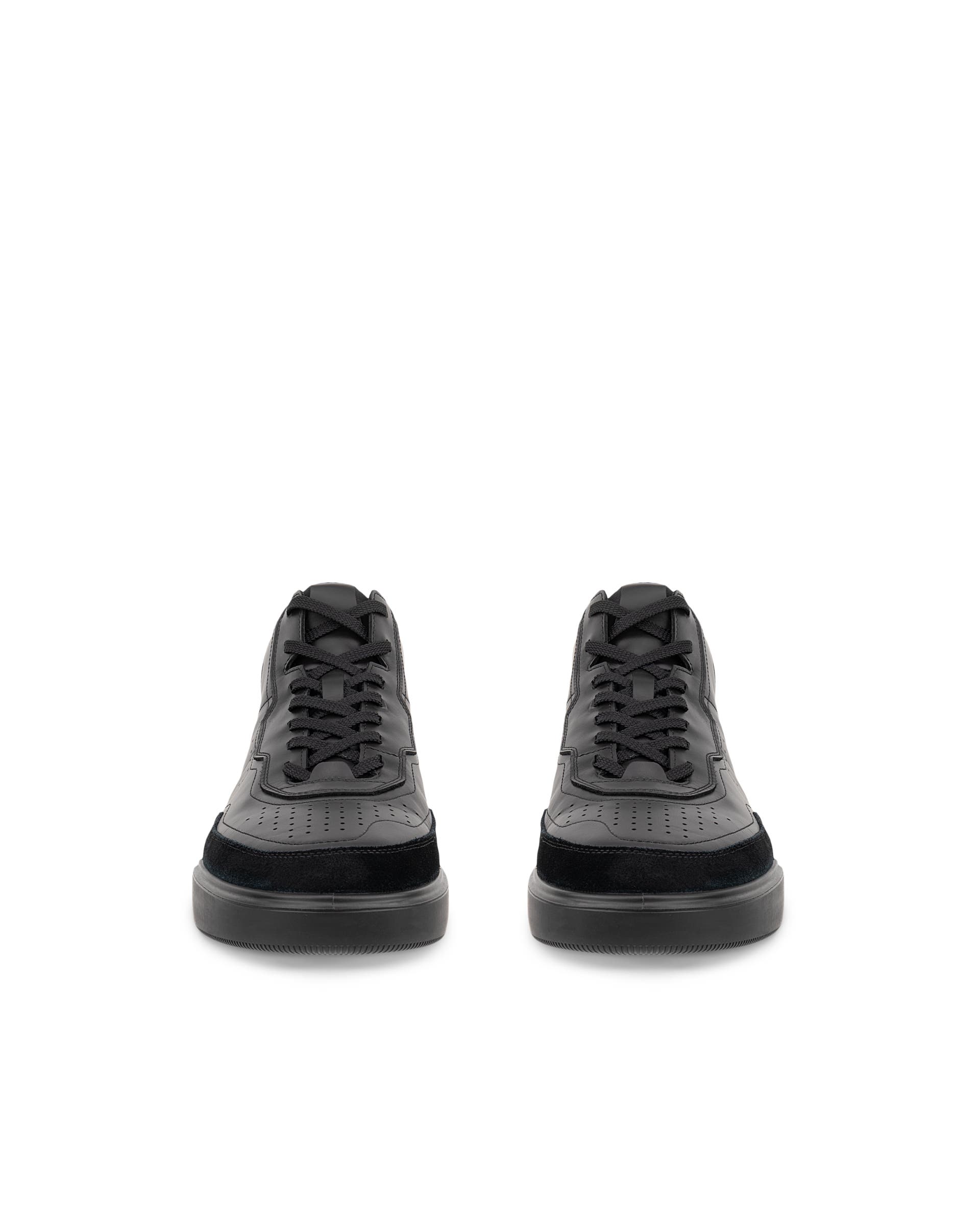 Męskie skórzane wysokie sneakersy ECCO® STREET COURT - Czarny - Front pair