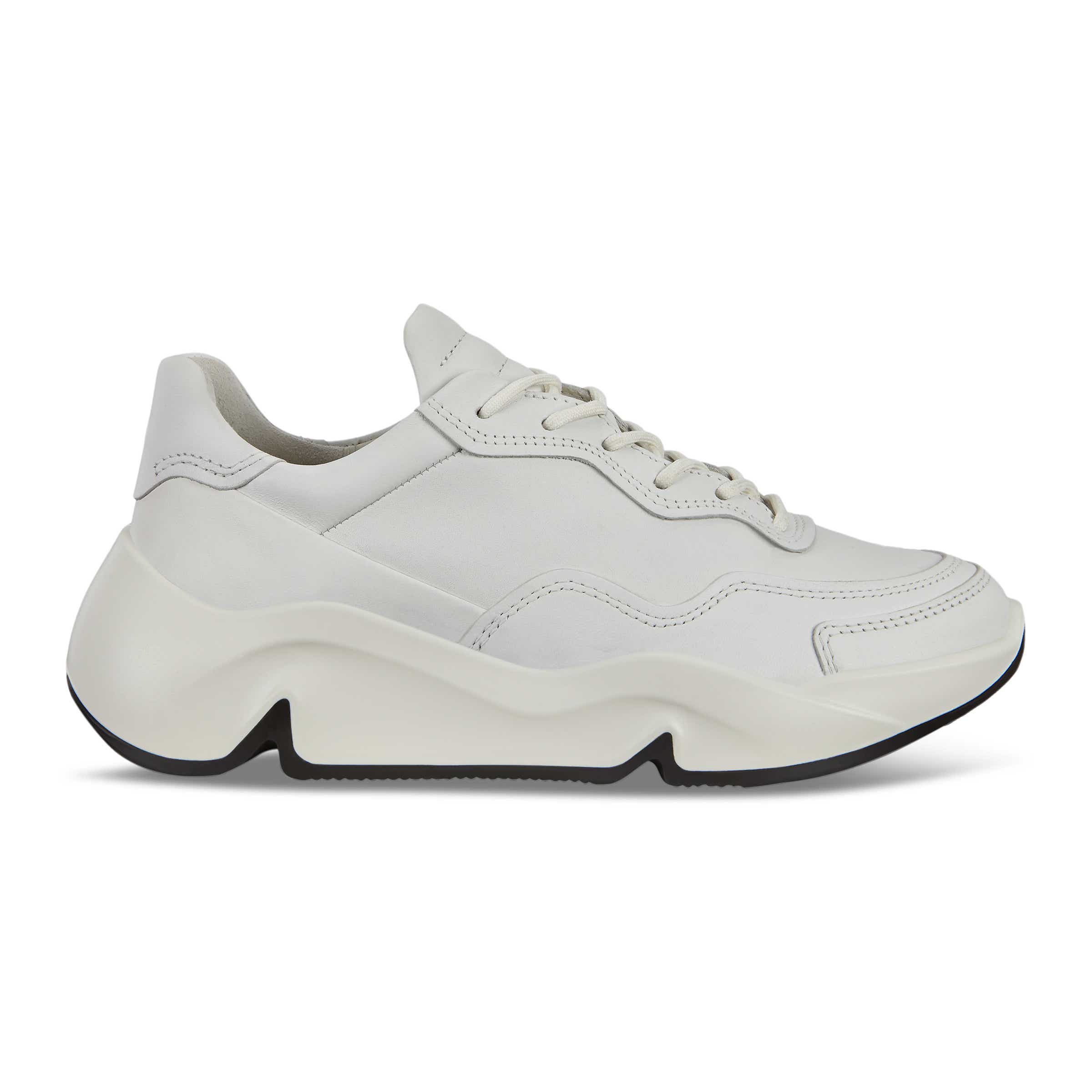 Women's ECCO® Chunky Sneaker Leather Platform Sneaker - White - Outside