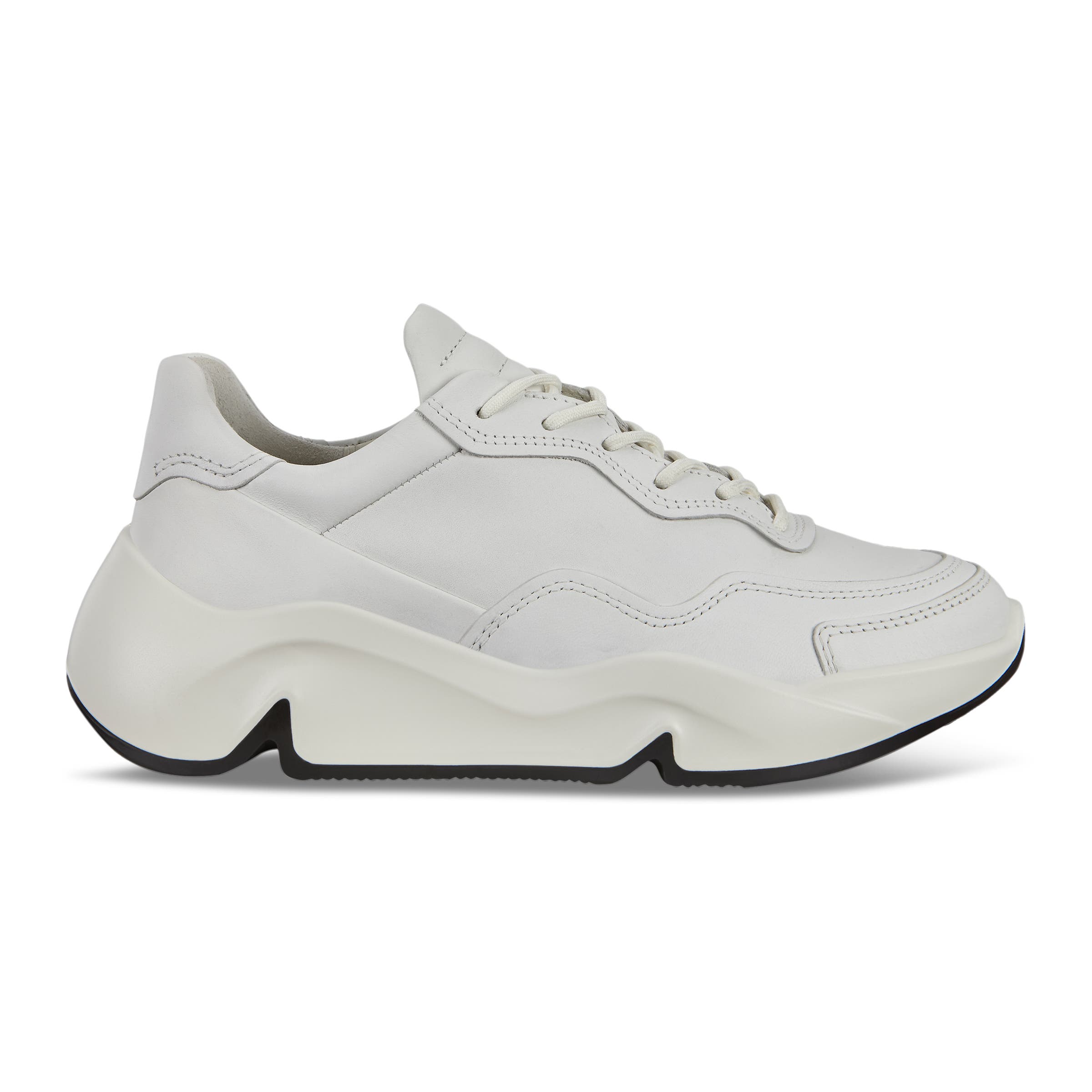 Women's ECCO® Chunky Sneaker Leather Platform Sneaker - White - Outside