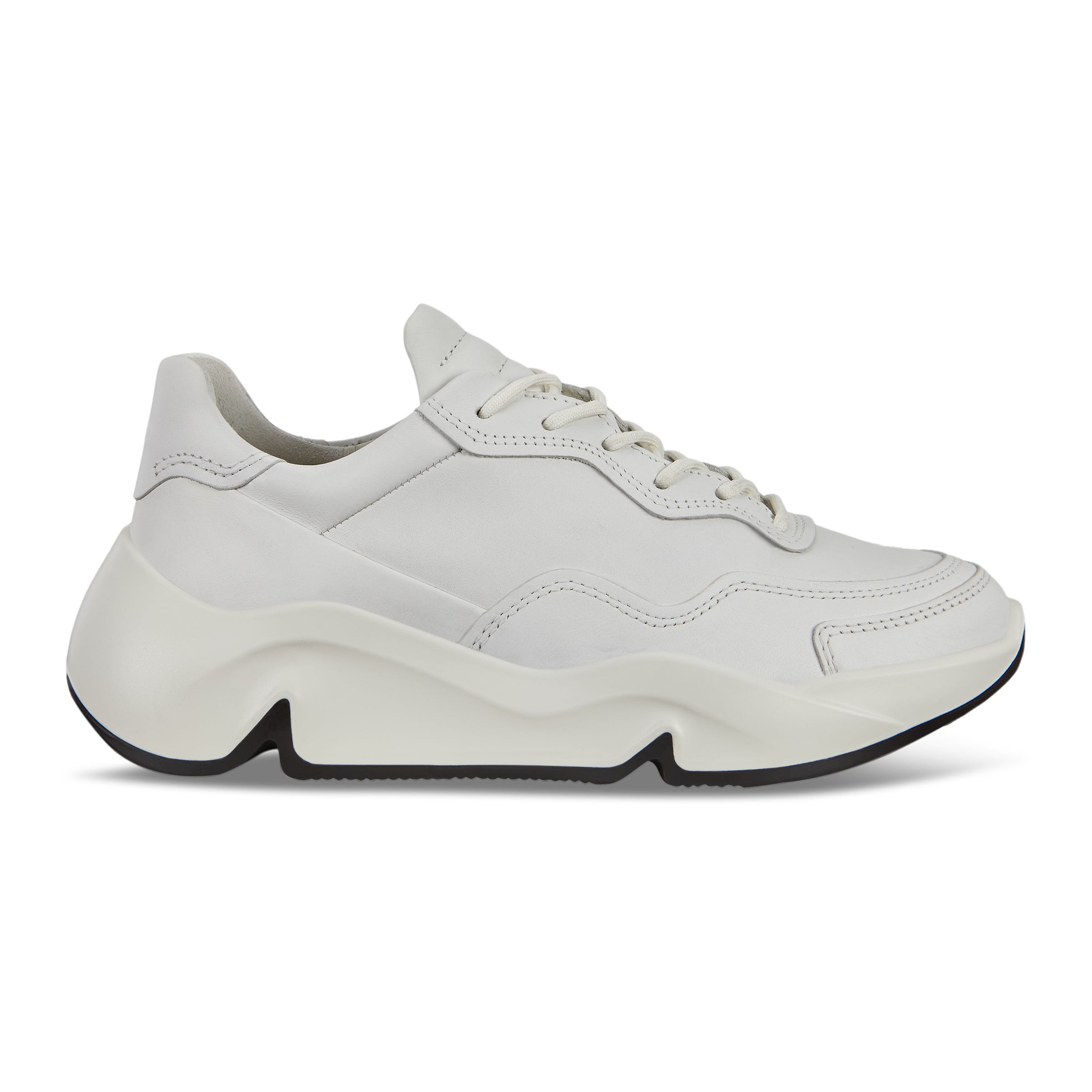 Women's ECCO® Chunky Sneaker Leather Platform Sneaker - White - Outside