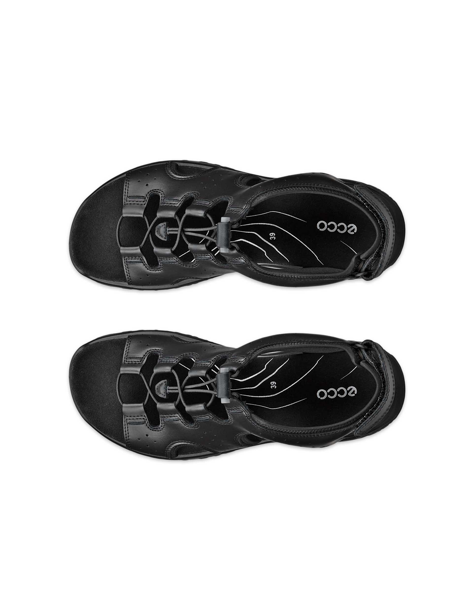 Women's ECCO® Offroad Roam Leather Fisherman Sandal - Black - Top left pair