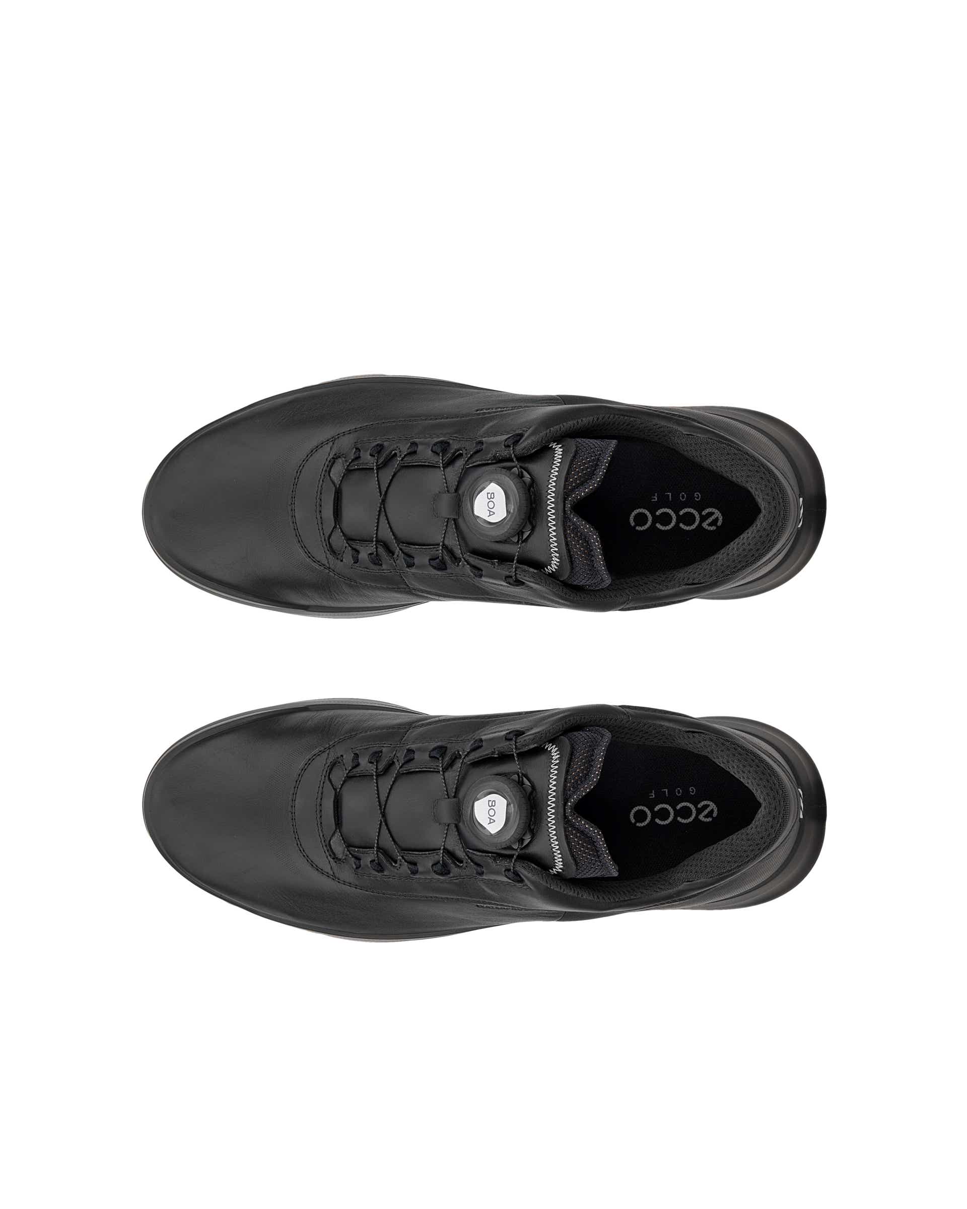 Men's ECCO® Golf Core Leather Waterproof Golf Shoe - Black - Top left pair