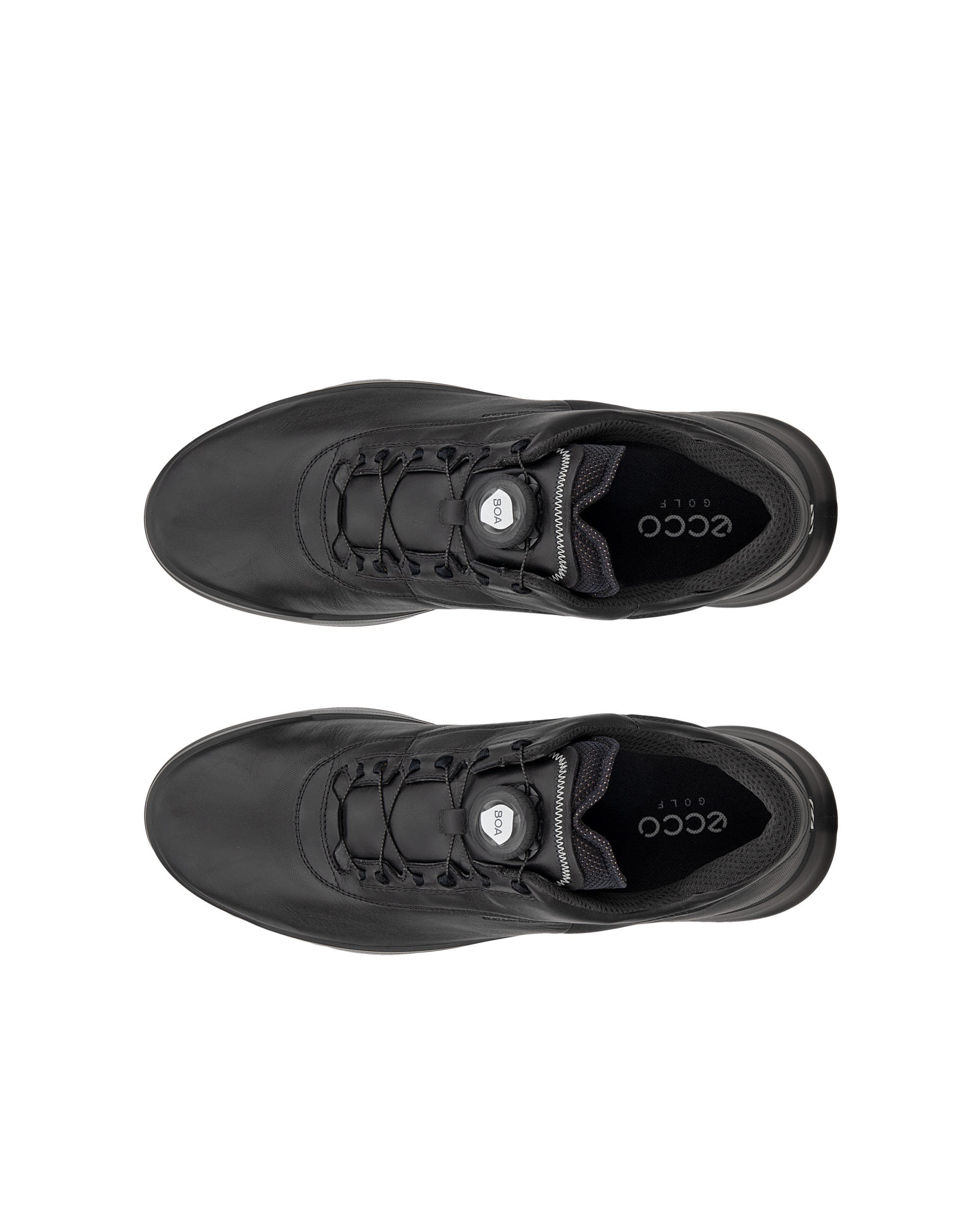 Men's ECCO® Golf Core Leather Waterproof Golf Shoe - Black - Top left pair