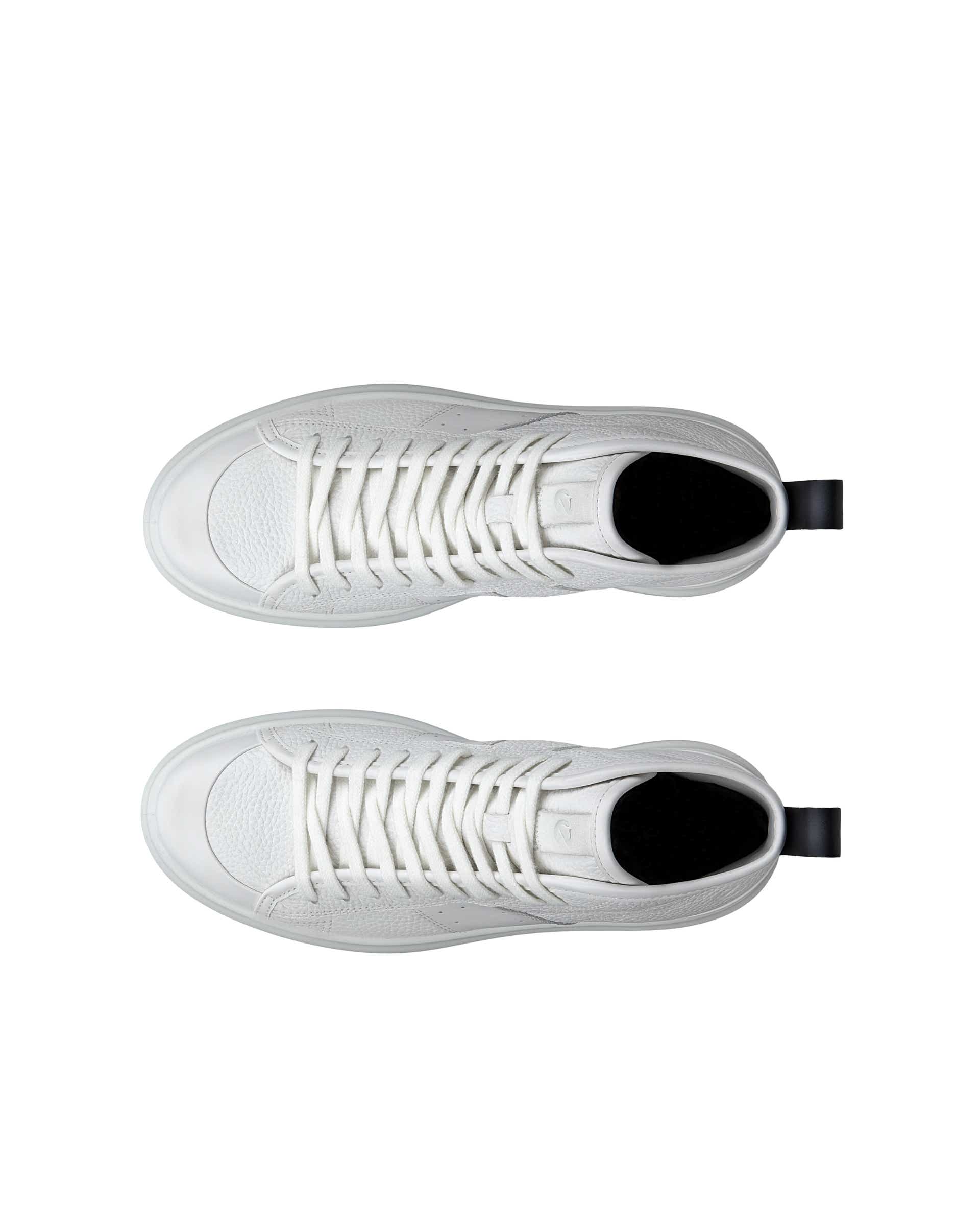 ECCO Street Ace ウィメンズ レザーハイカットスニーカー - ホワイト - Top left pair