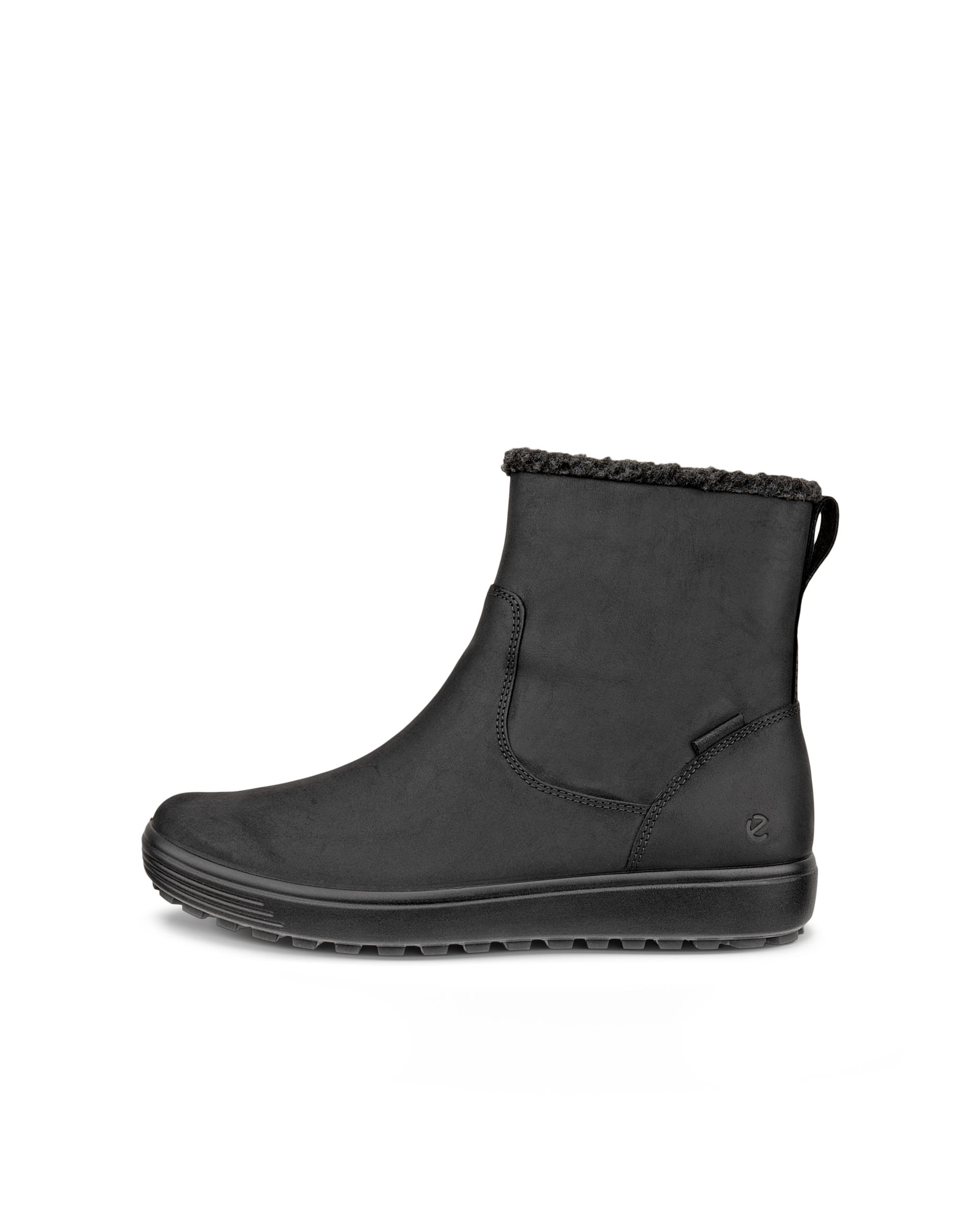 ECCO® Soft 7 Tred ženske srednje čizme od nubuka - Crna - Outside