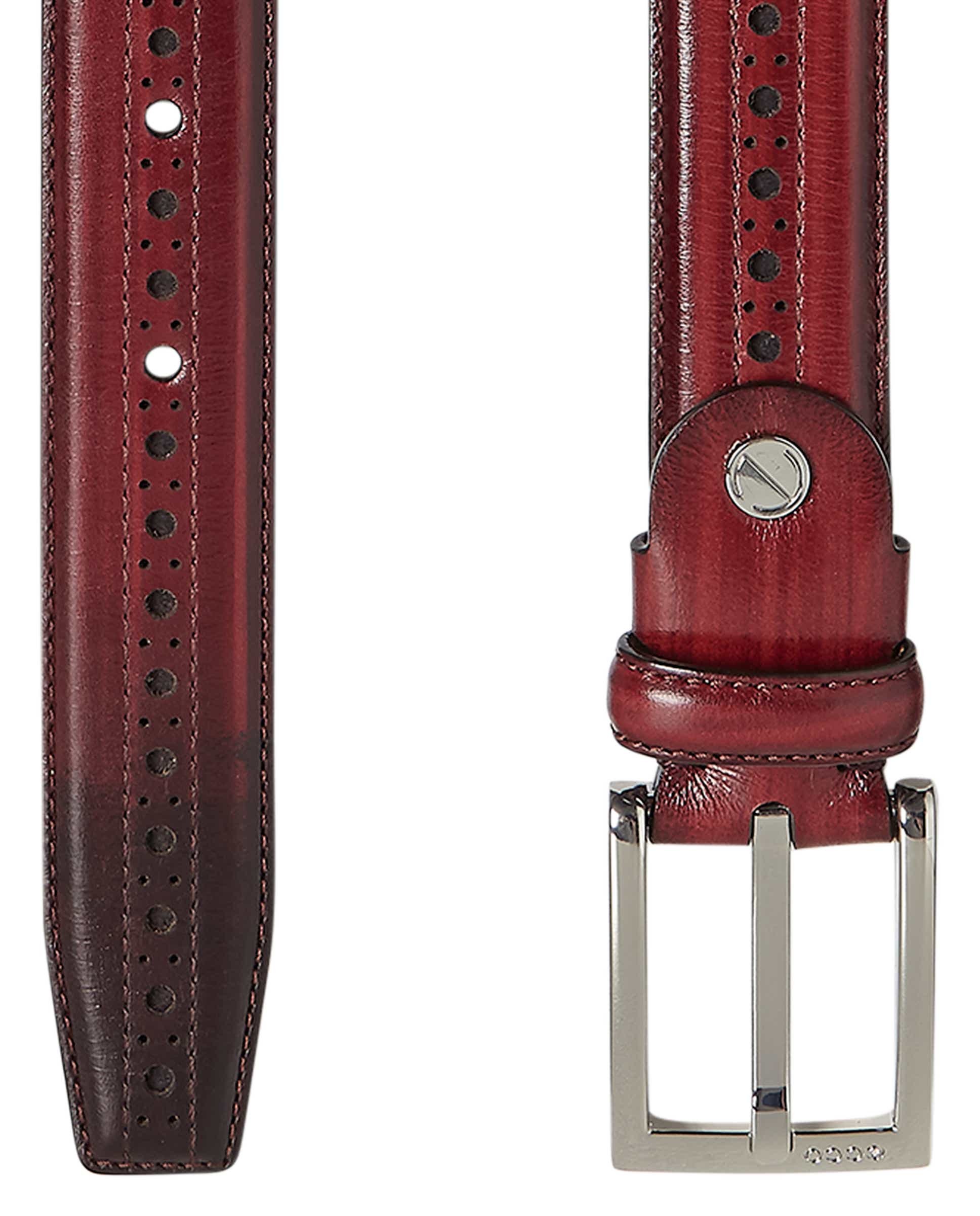 Men's ECCO® Vitrus Mondial Leather Formal Adjustable Belt - Red - Detail-1