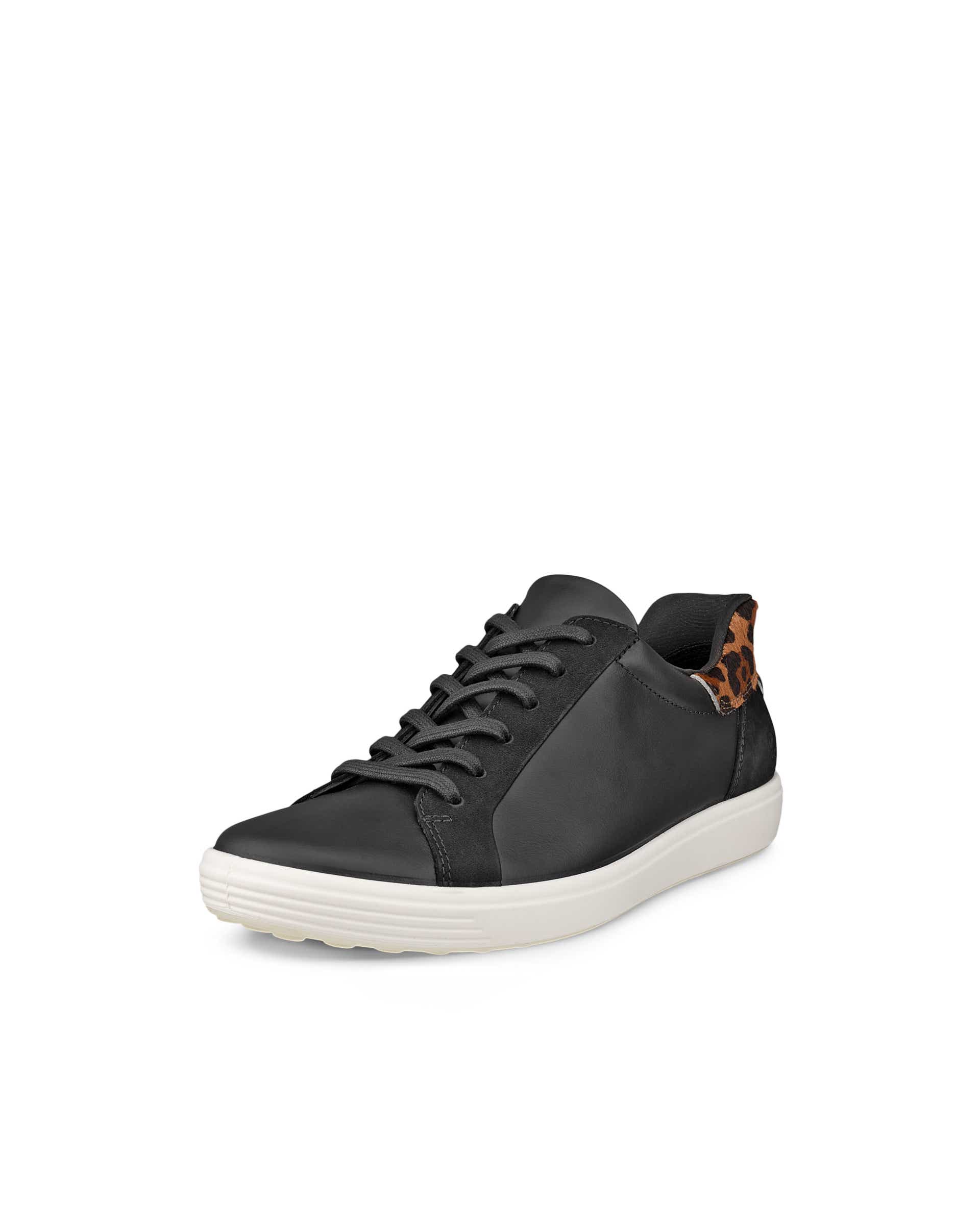 Women's ECCO® Soft 7 Leather Slip-In Sneaker - Black - Main
