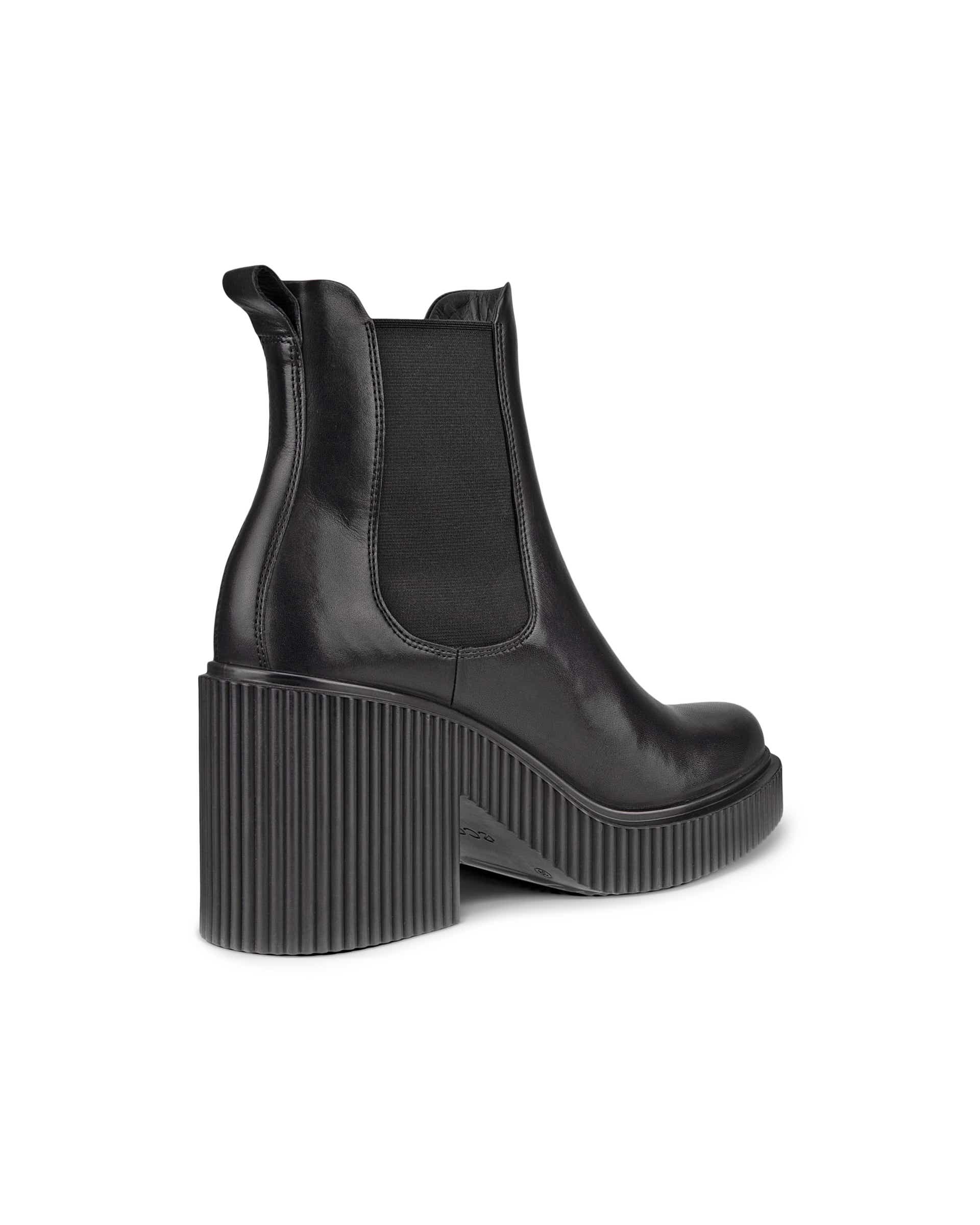 ECCO Fluted Heel ウィメンズ レザーチェルシーブーツ - ブラック - Back