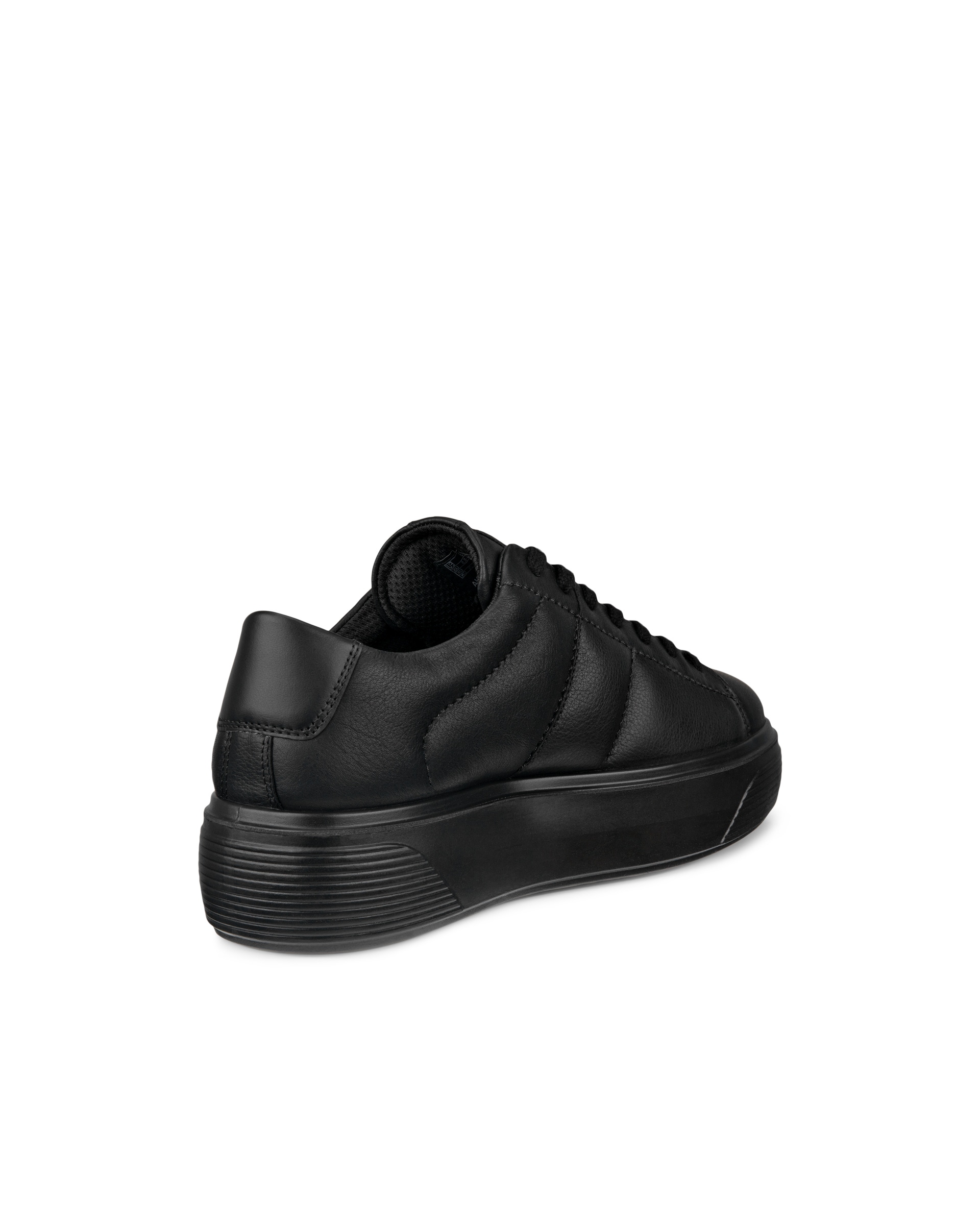 Women's ECCO® Street Platform Leather Platform Sneaker - Black - Back