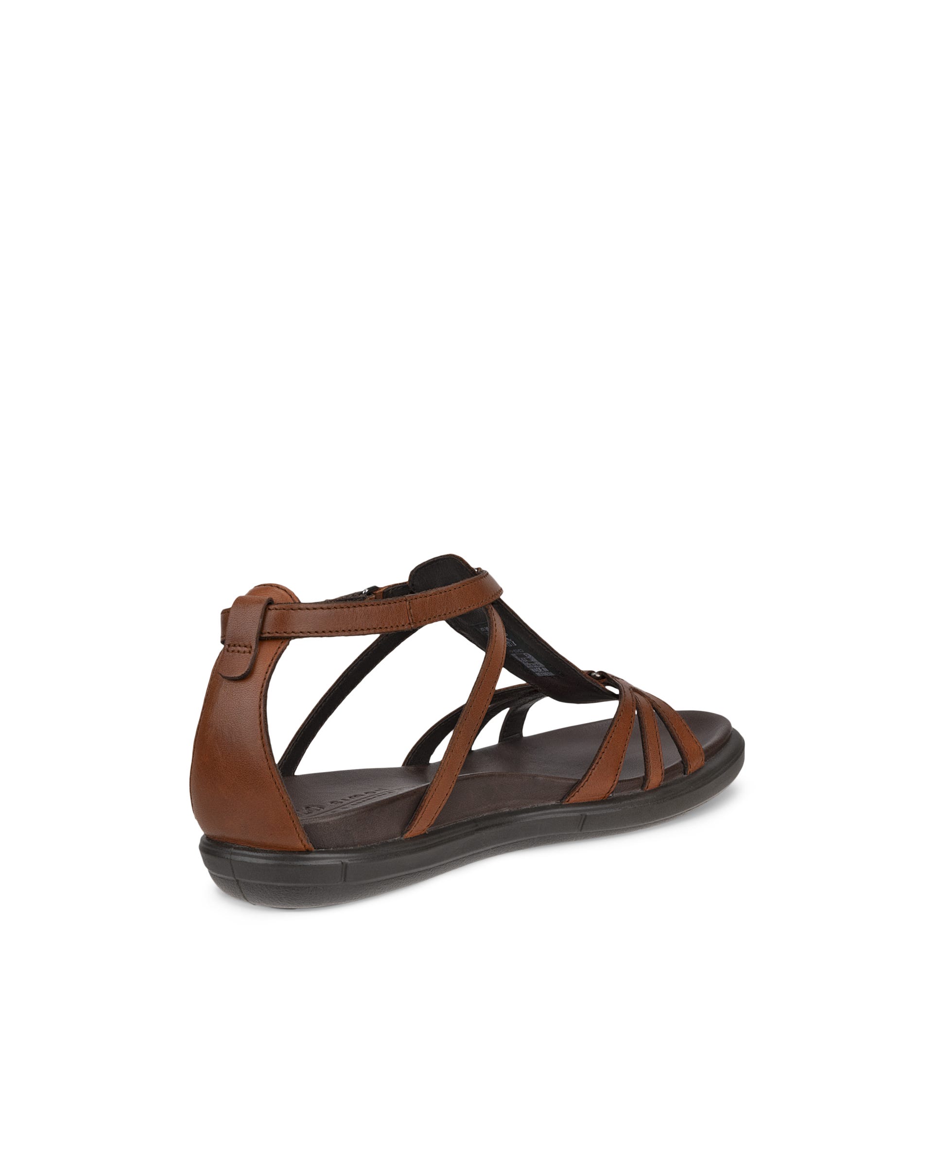 Women's ECCO® Simpil Leather Flat Sandal - Brown - Back