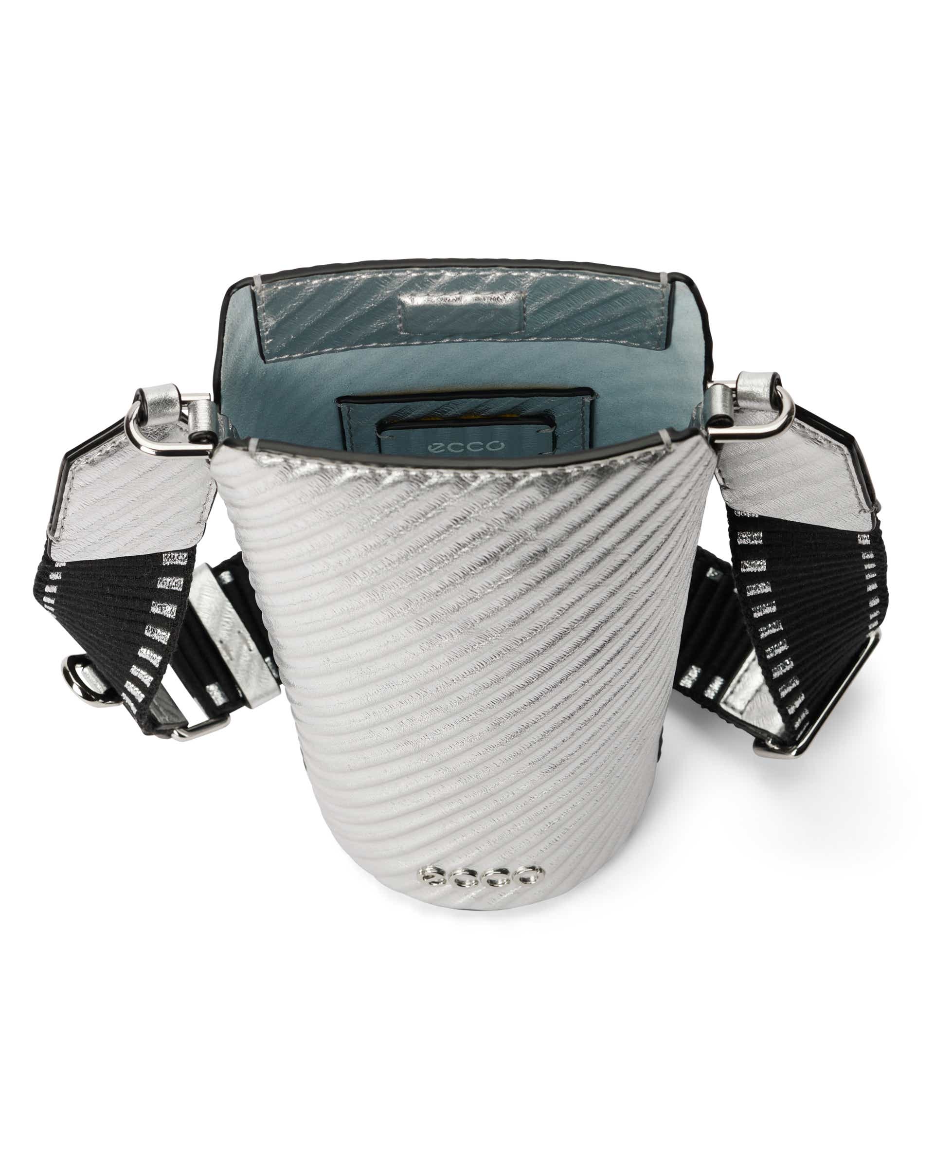 ECCO® Pot Metallic Leather Crossbody Bag - Silver - Inside