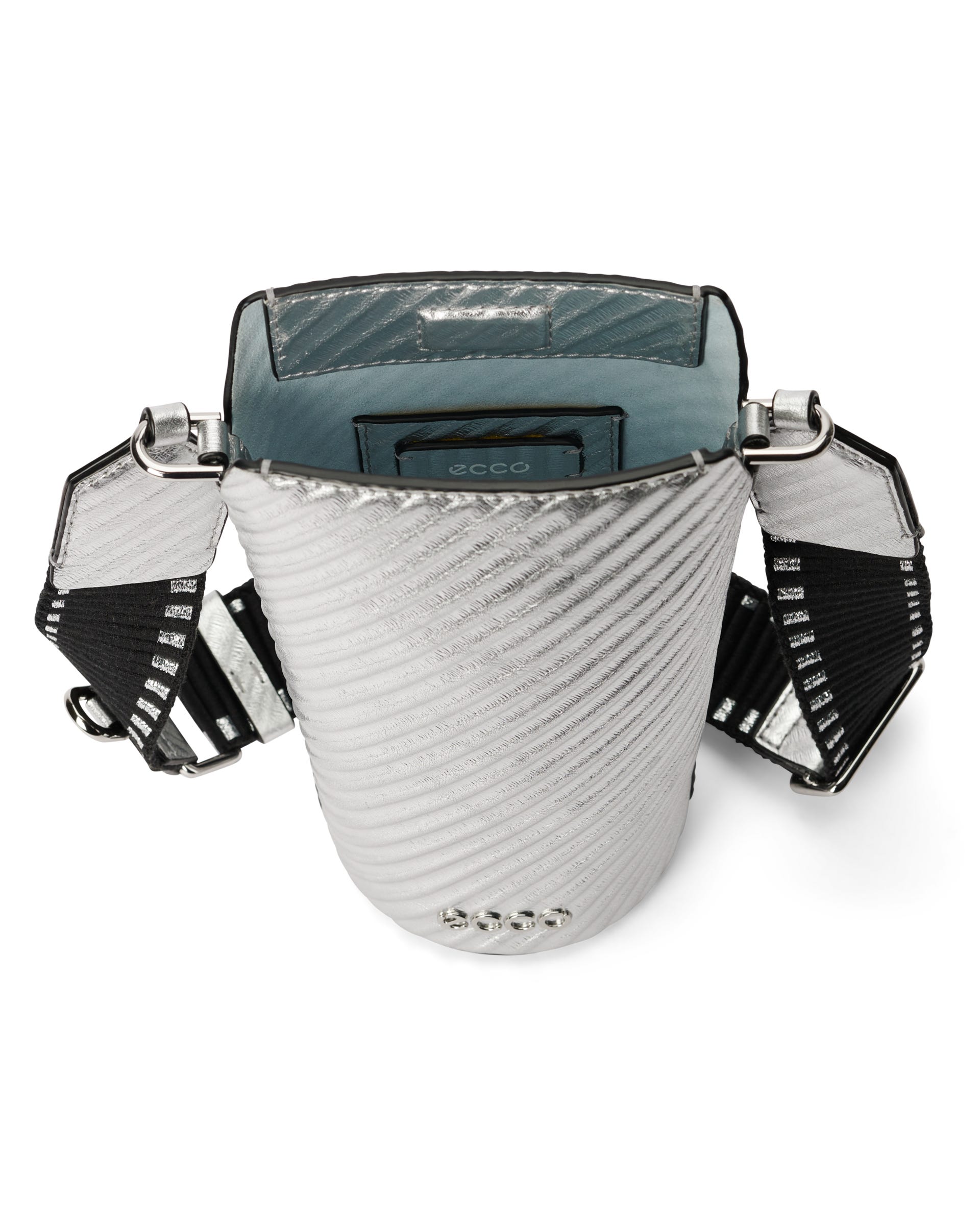 ECCO® Pot Metallic Leather Crossbody Bag - Silver - Inside