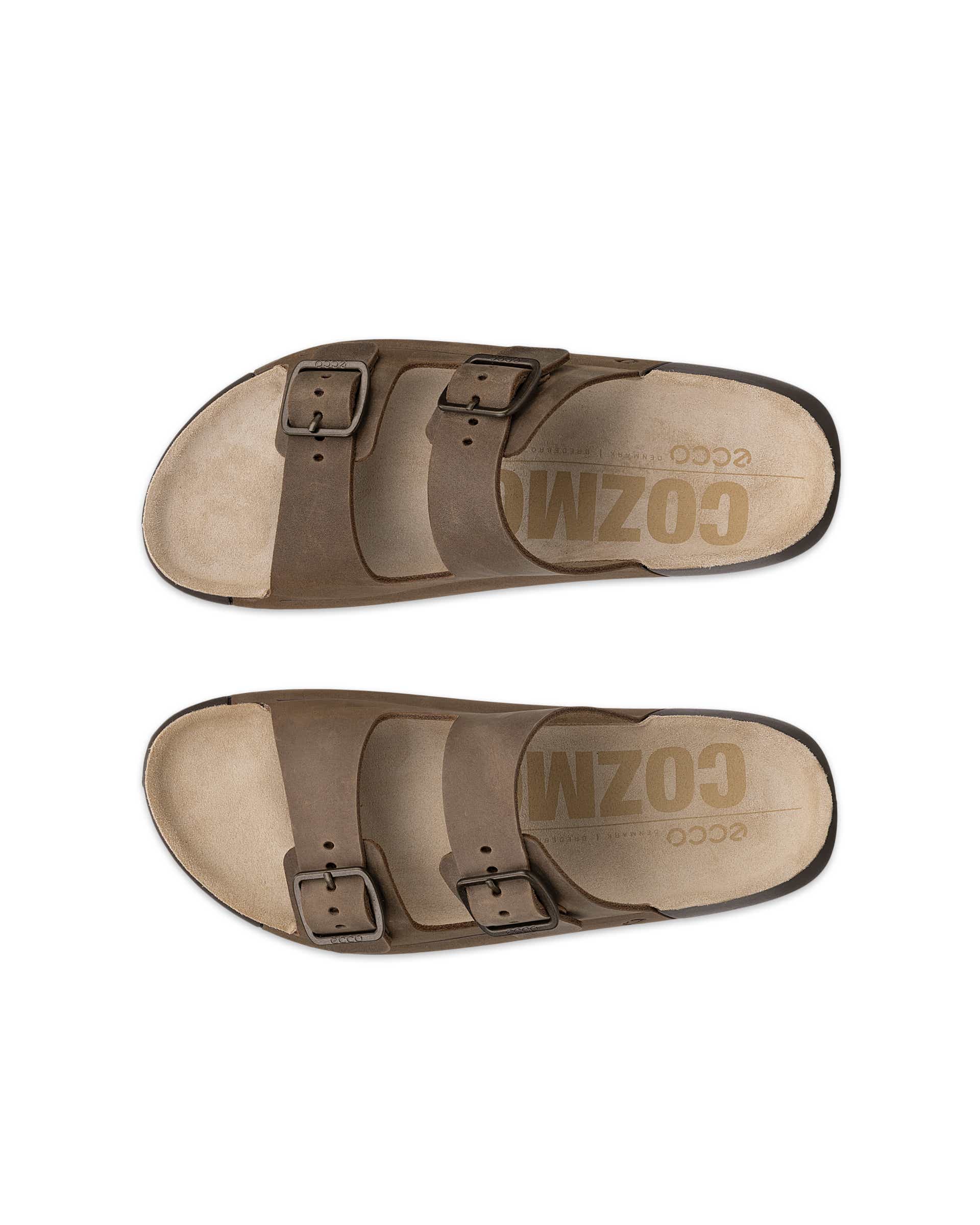 Ženski sandali z dvema paščkoma iz nubuk usnja ECCO® COZMO - Rjava - Top left pair