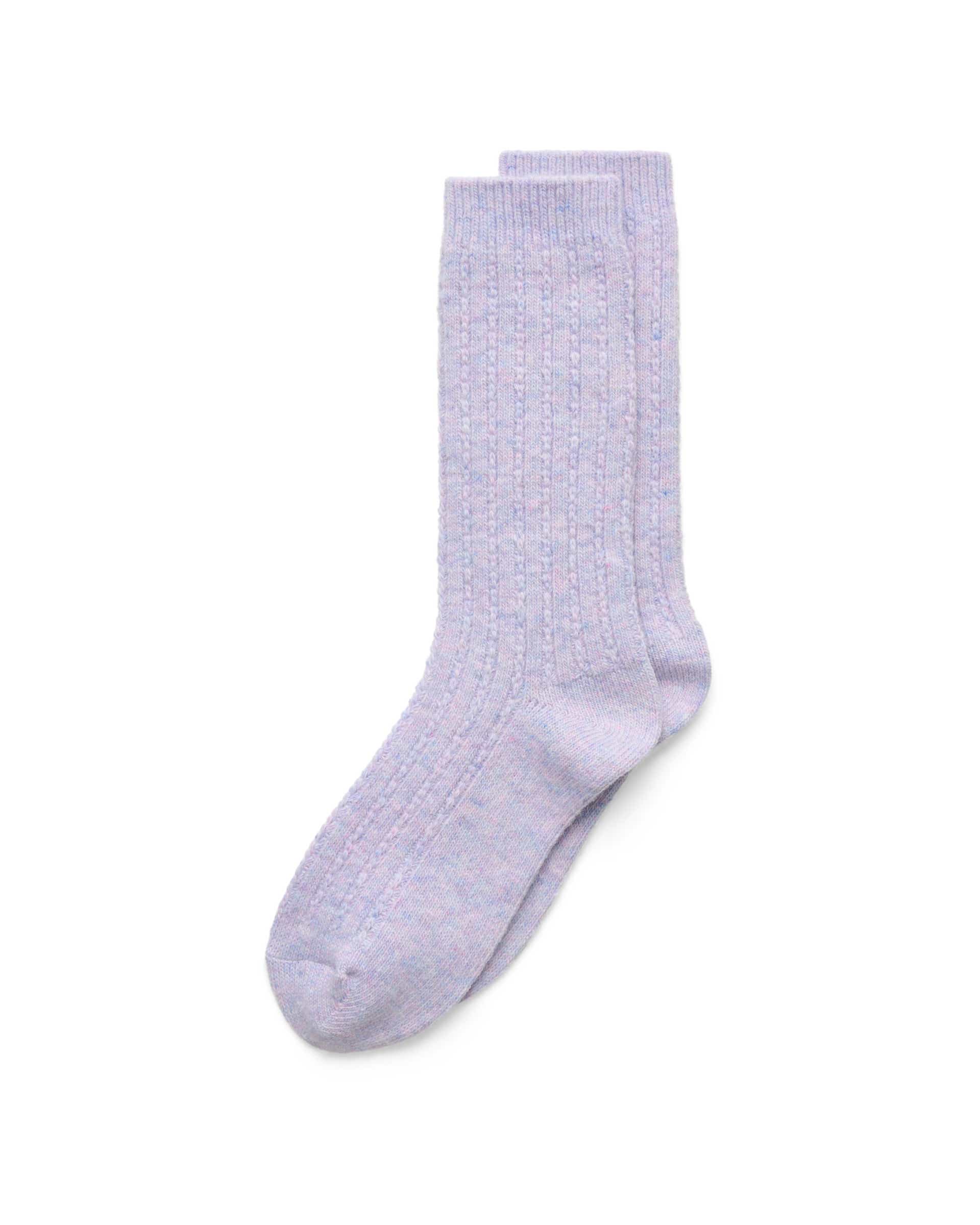 ECCO® HYGGE CABLE KNIT MID-CUT Damen Stricksocken mit Zopfmuster - Lila - Main