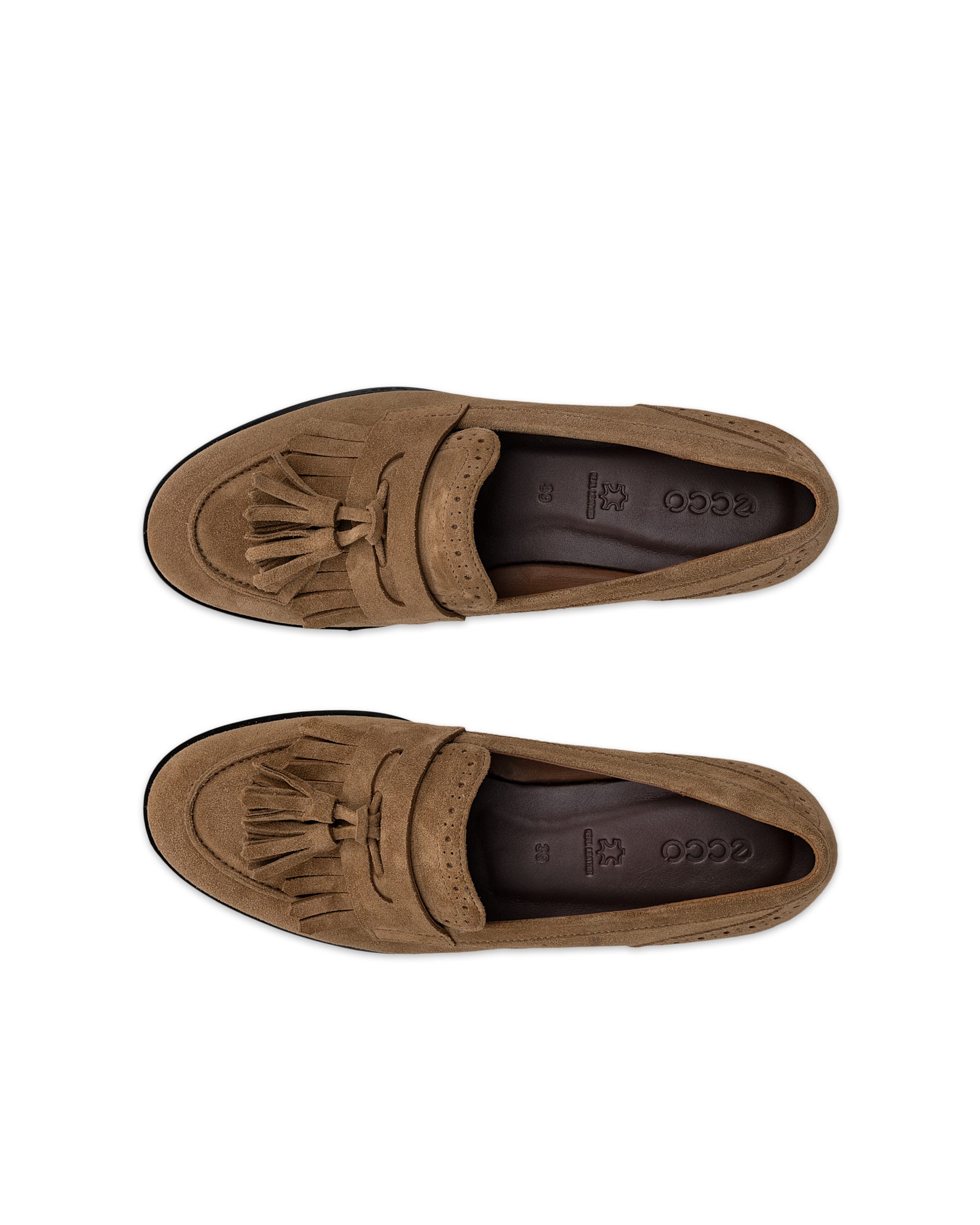 Women's ECCO® Dress Classic 15 Suede Loafer - Brown - Top left pair