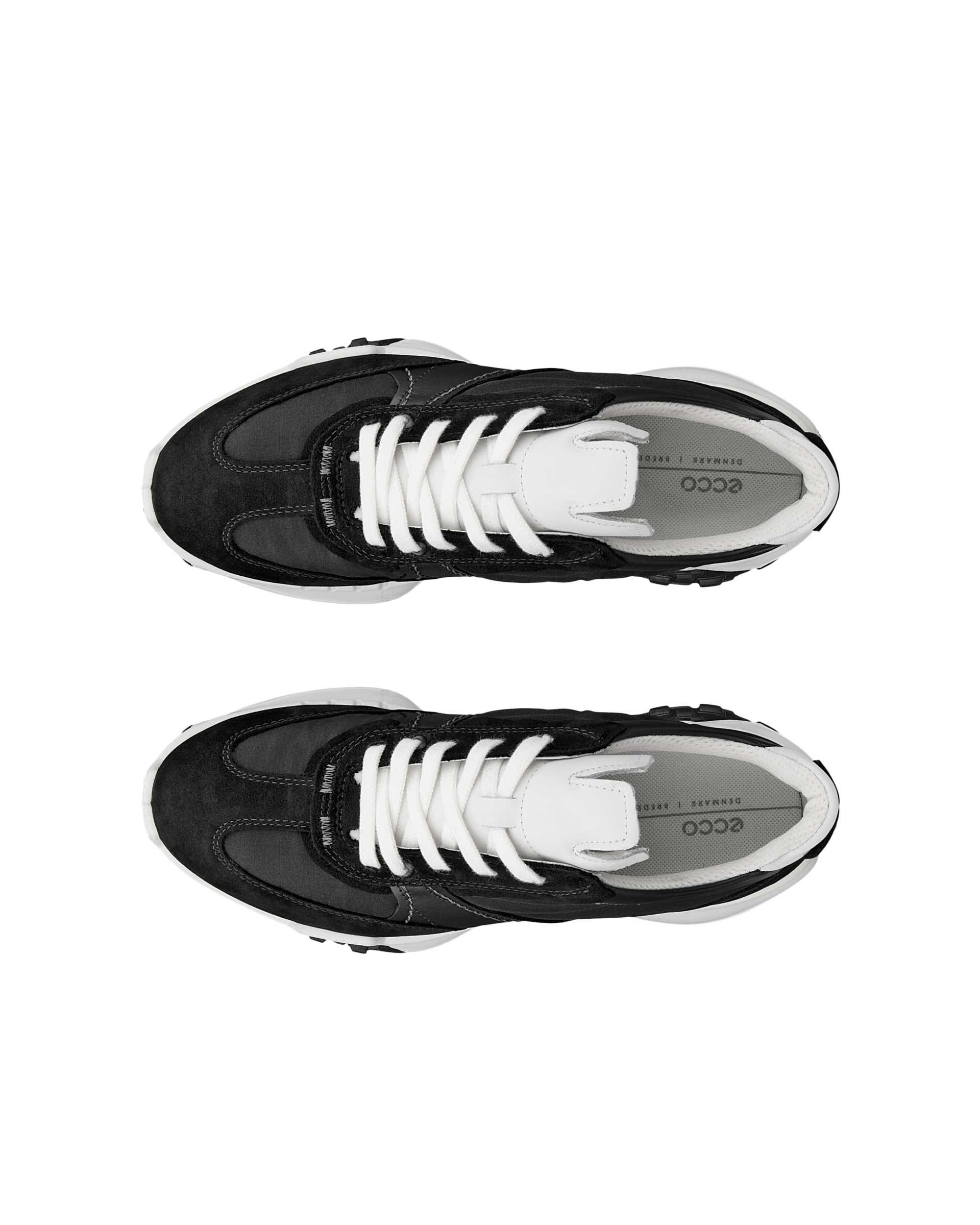ECCO® Retro Sneaker baskets en cuir pour femme - Noir - Top left pair