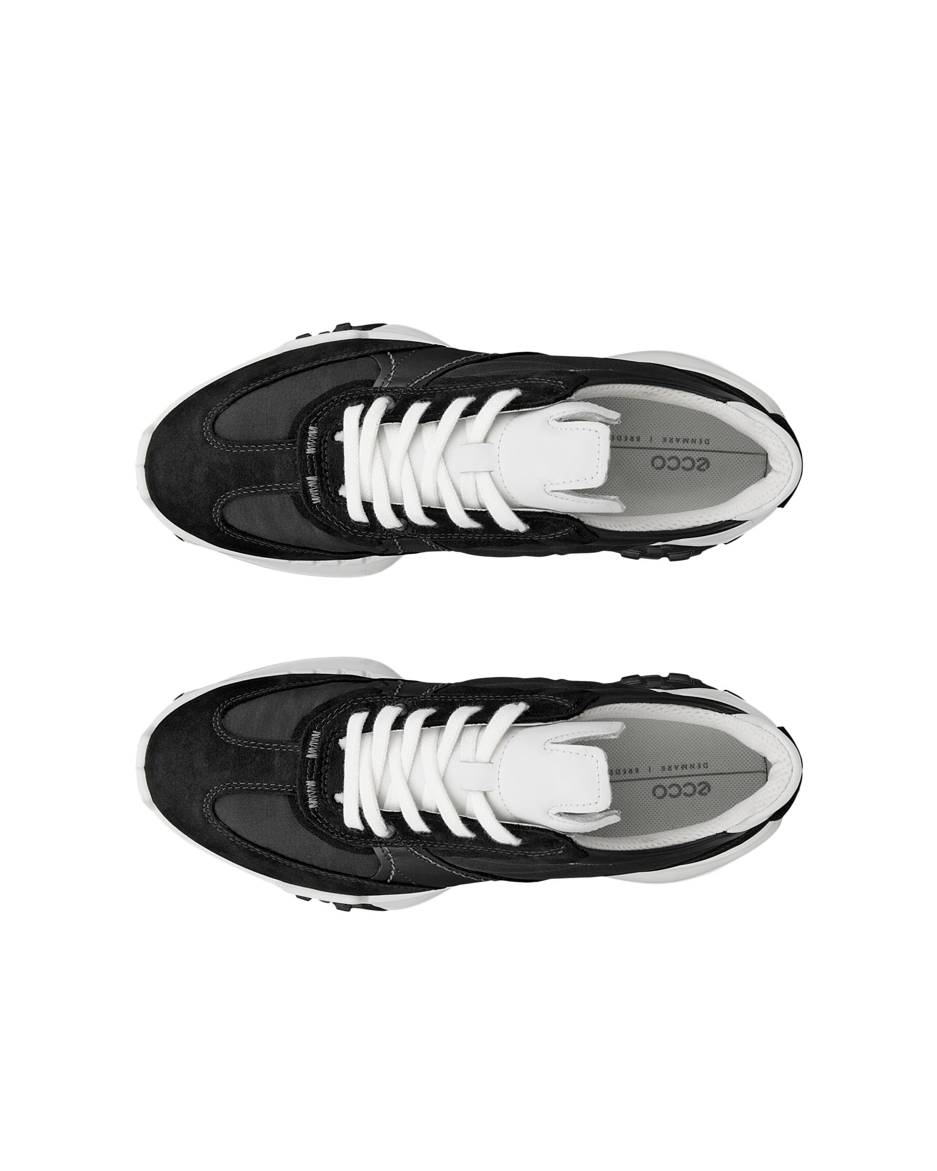 ECCO® Retro Sneaker baskets en cuir pour femme - Noir - Top left pair