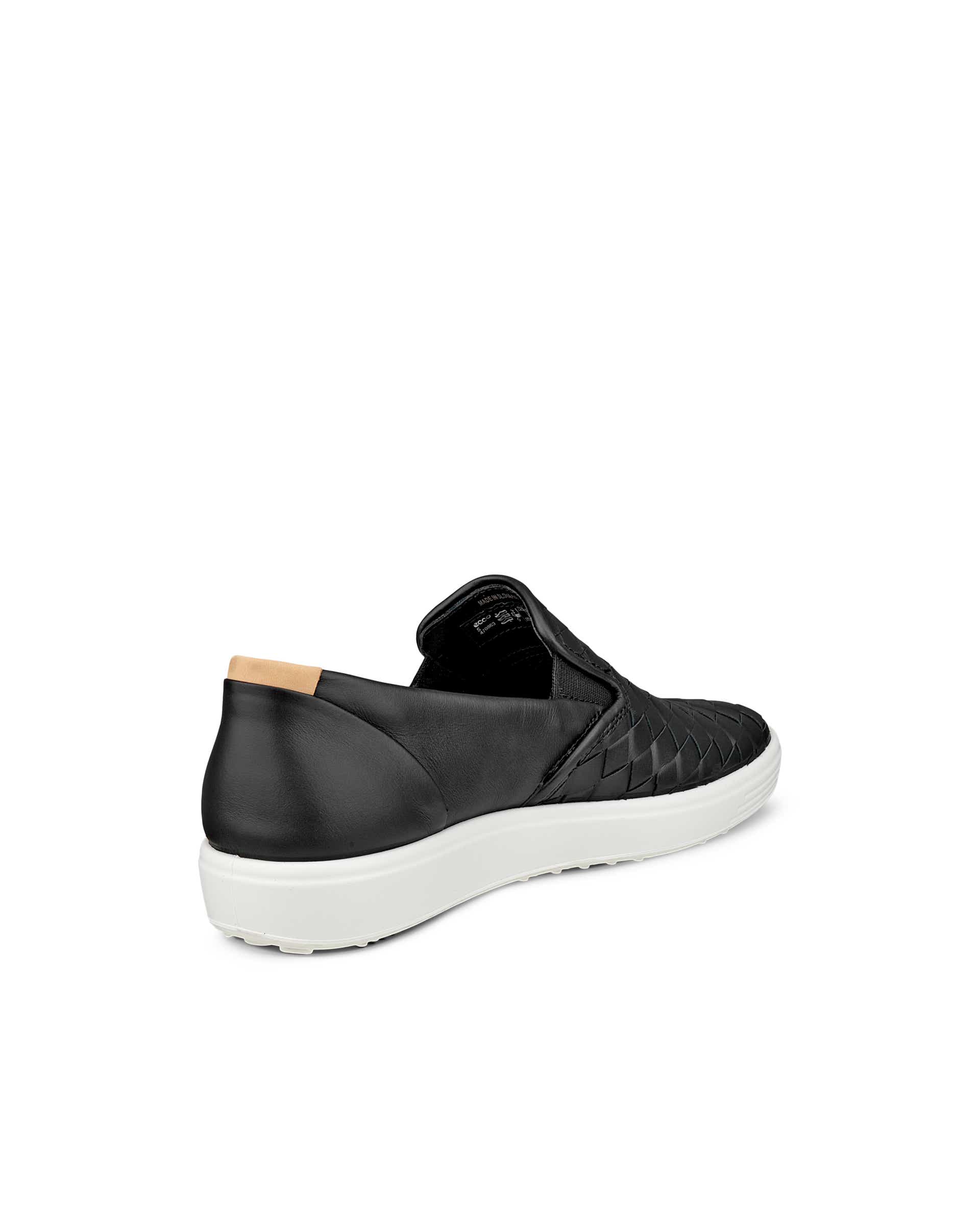 Women's ECCO® Soft 7 Woven Leather Slip-On - Black - Back