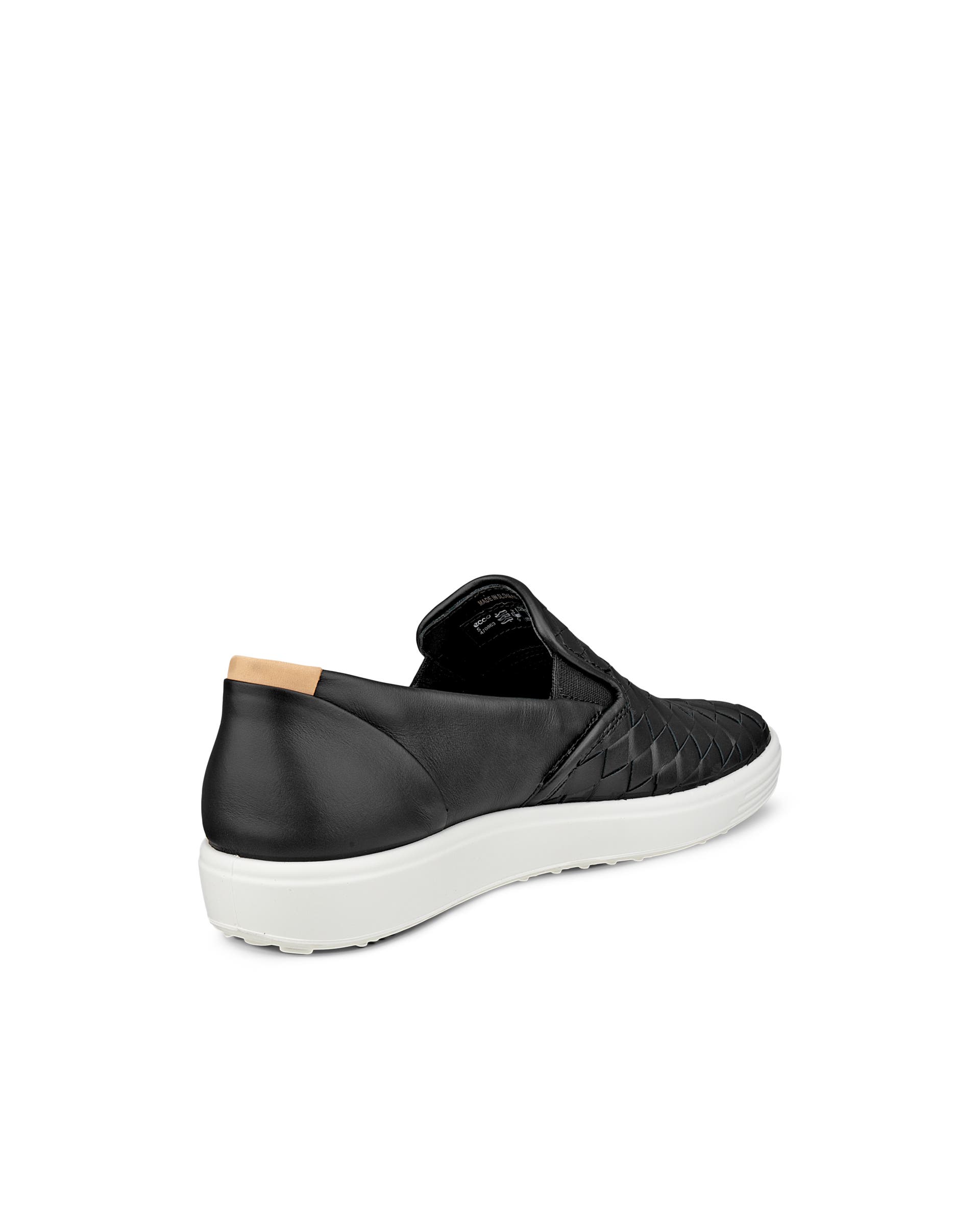 Women's ECCO® Soft 7 Woven Leather Slip-On - Black - Back