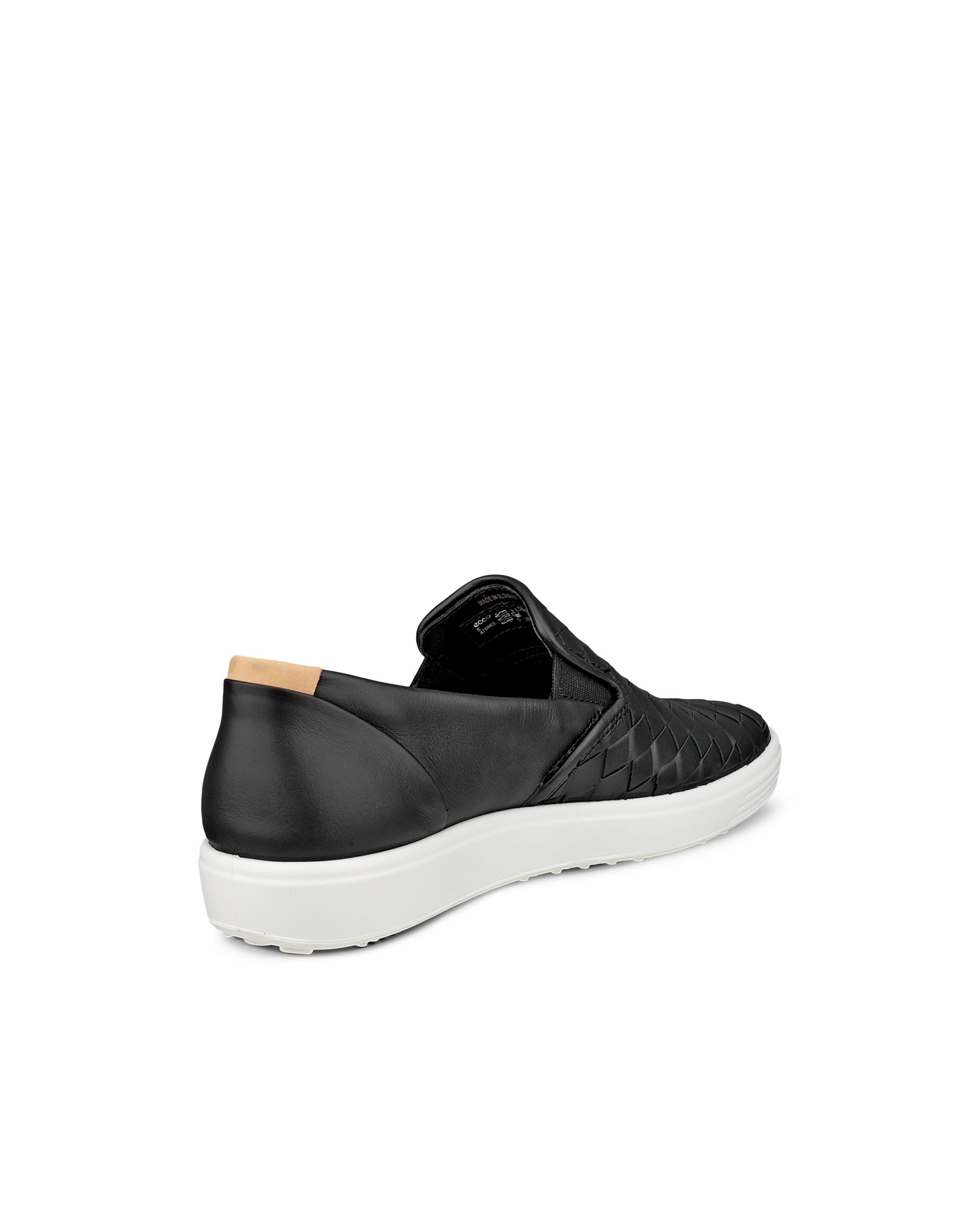 Women's ECCO® Soft 7 Woven Leather Slip-On - Black - Back