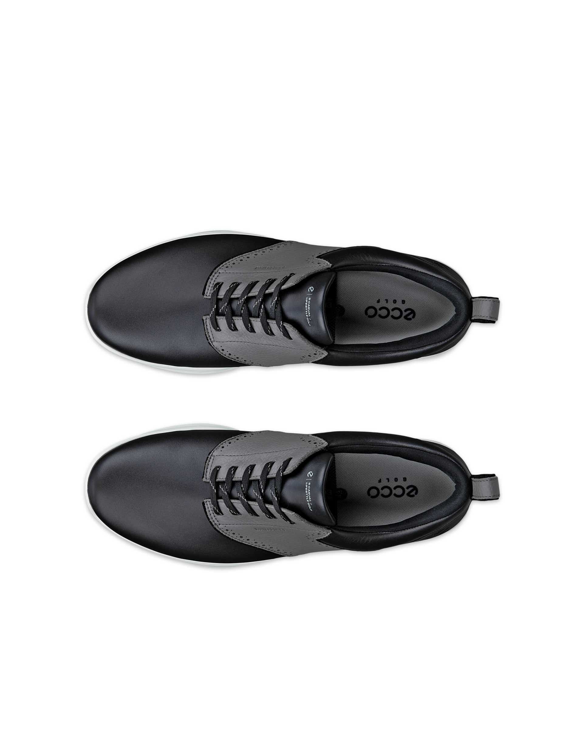 ECCO GOLF S-CASUAL LACE Men メンズ レザーウォータープルーフゴルフシューズ - ブラック - Top left pair