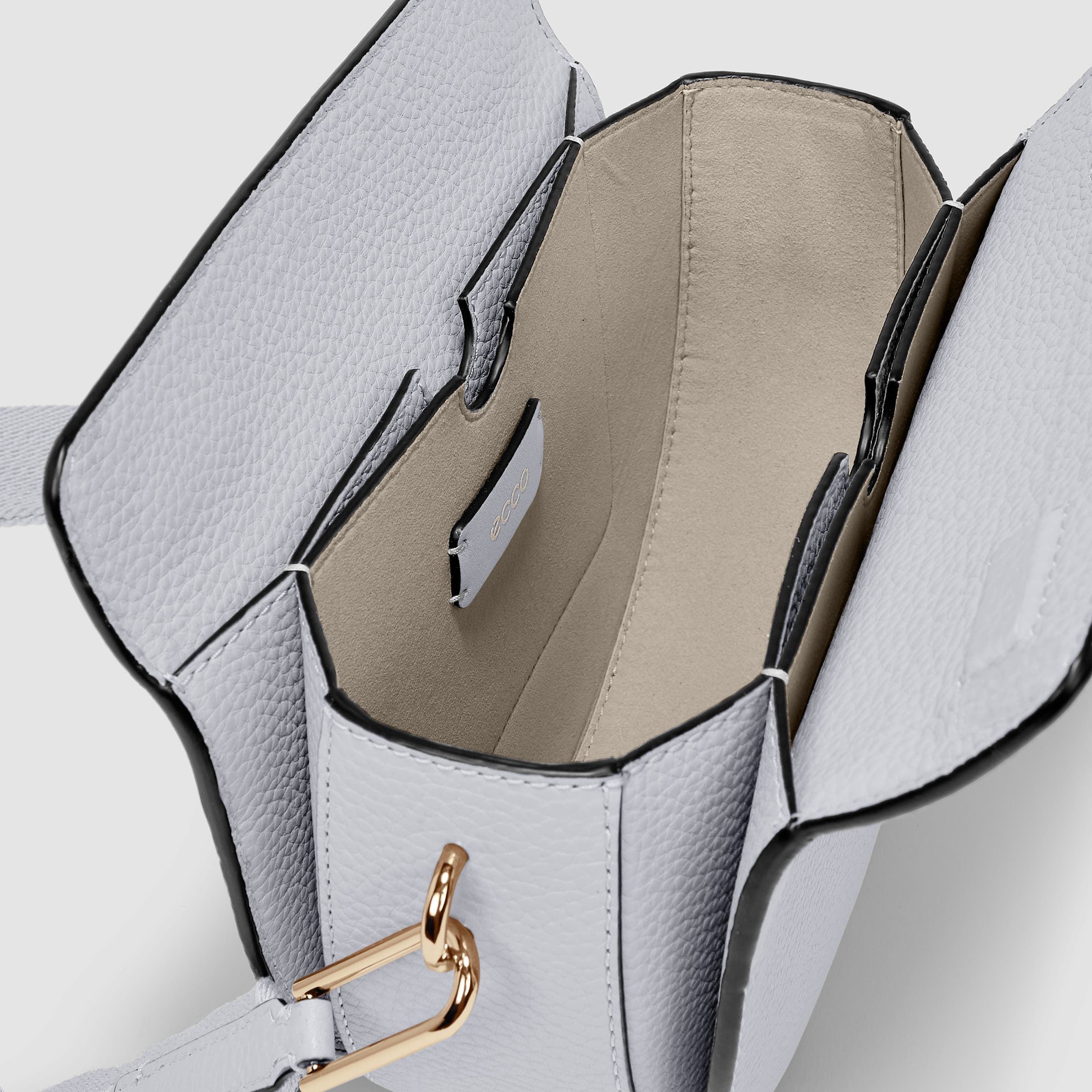 ECCO® Textureblock Leather Saddle Bag - Grey - Inside