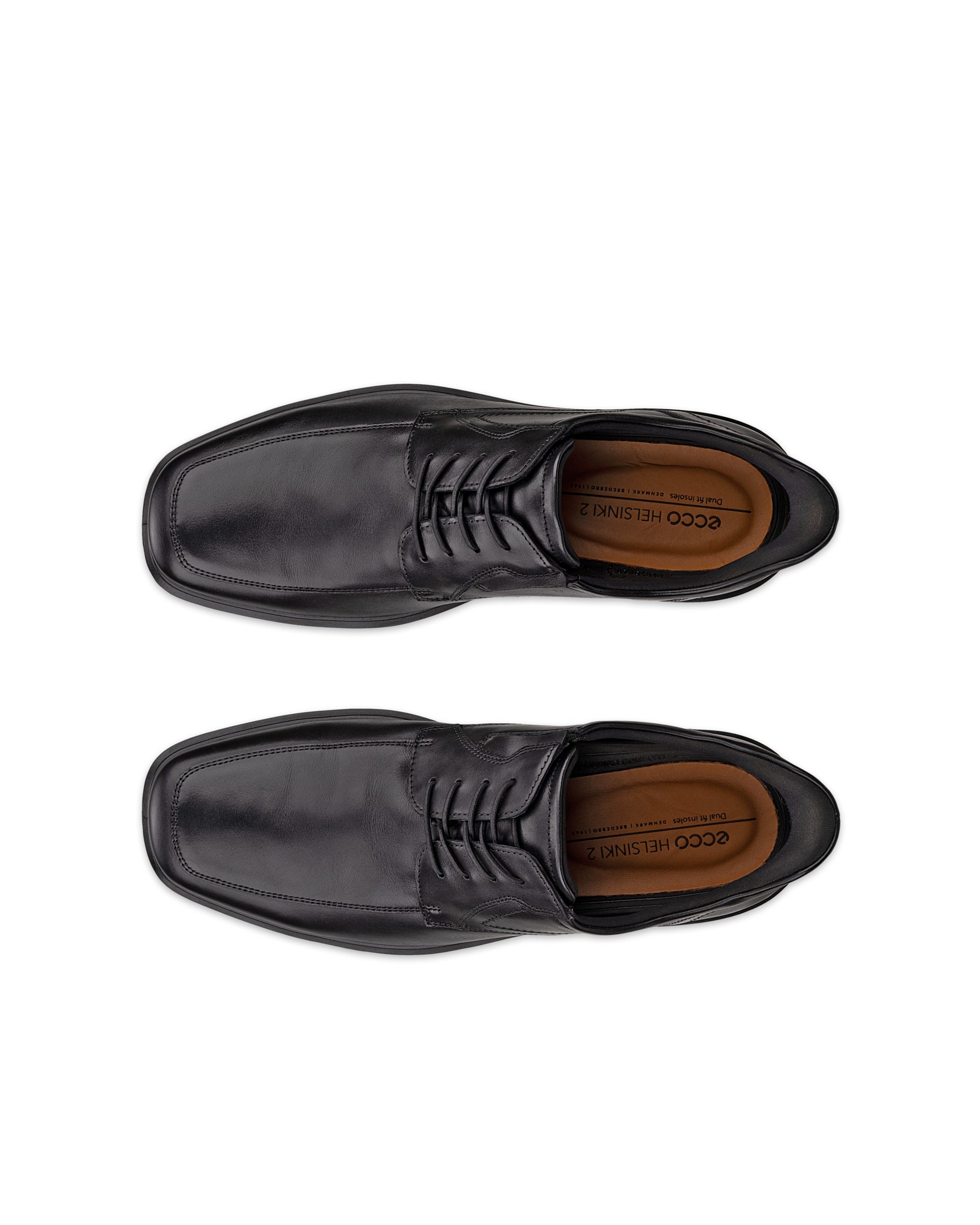 Men's ECCO® Helsinki 2 Leather Slip-In Derby Shoe - Black - Top left pair