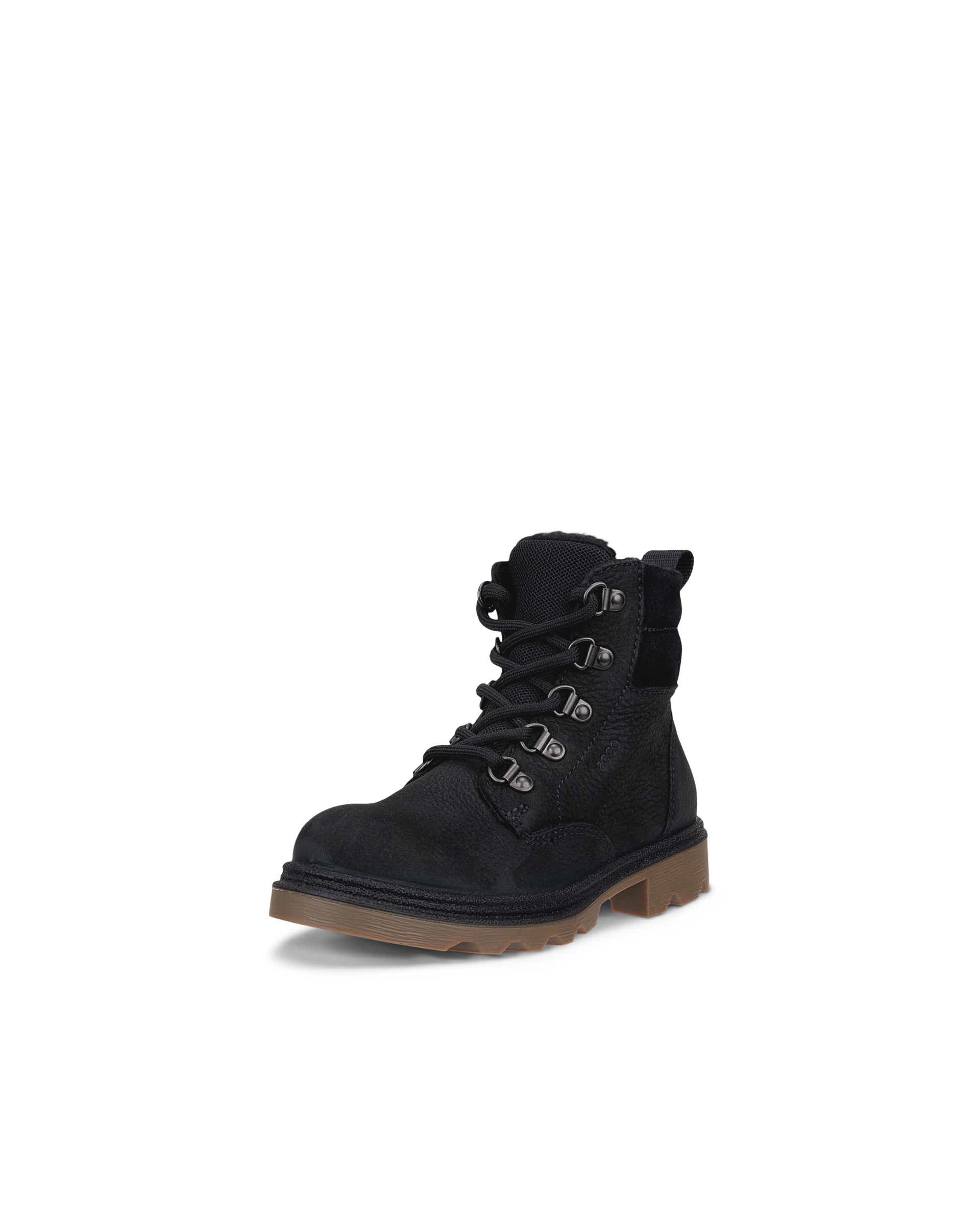 Kids' ECCO® GRAINER K Nubuck Waterproof Lace-Up Boot - Black - Main
