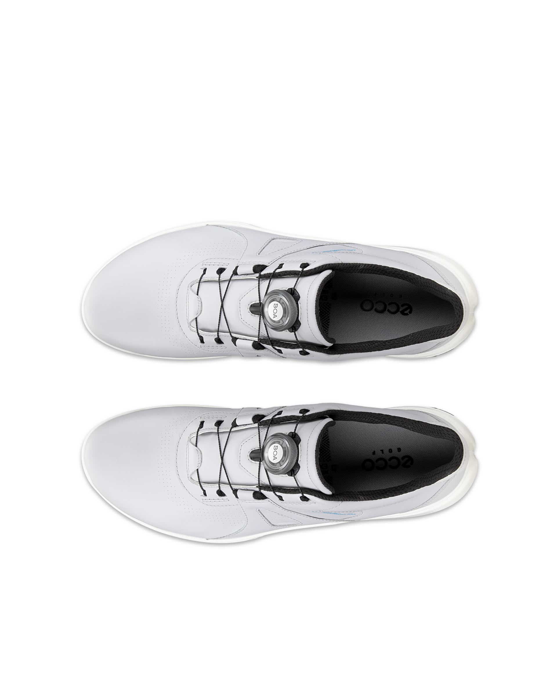 Men's ECCO® Golf Biom G5 BOA Leather Cleated Waterproof Golf Shoe - Gray - Top left pair