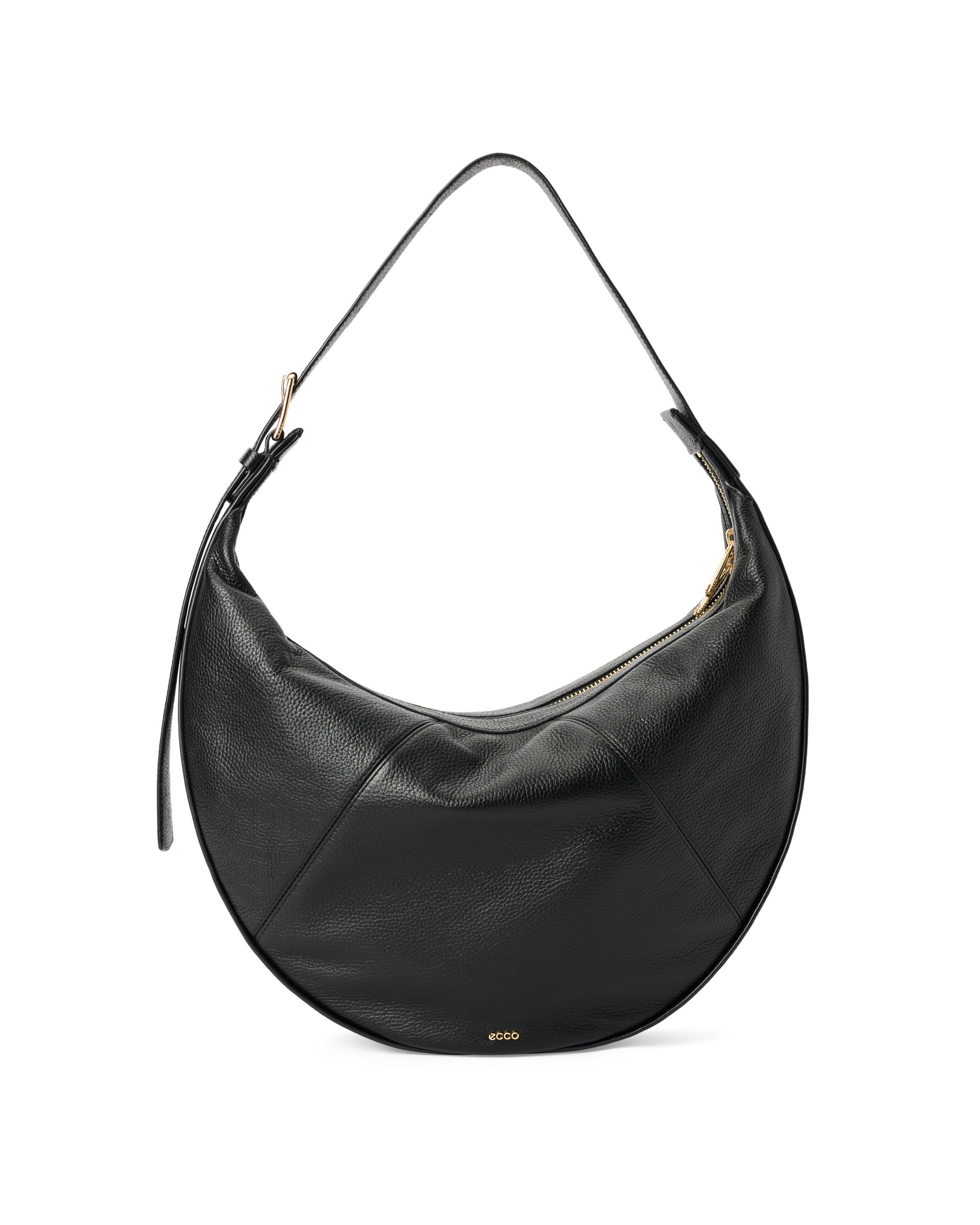ECCO® Fortune Soft Pebbled Leather Large Shoulder Bag - Black - Main