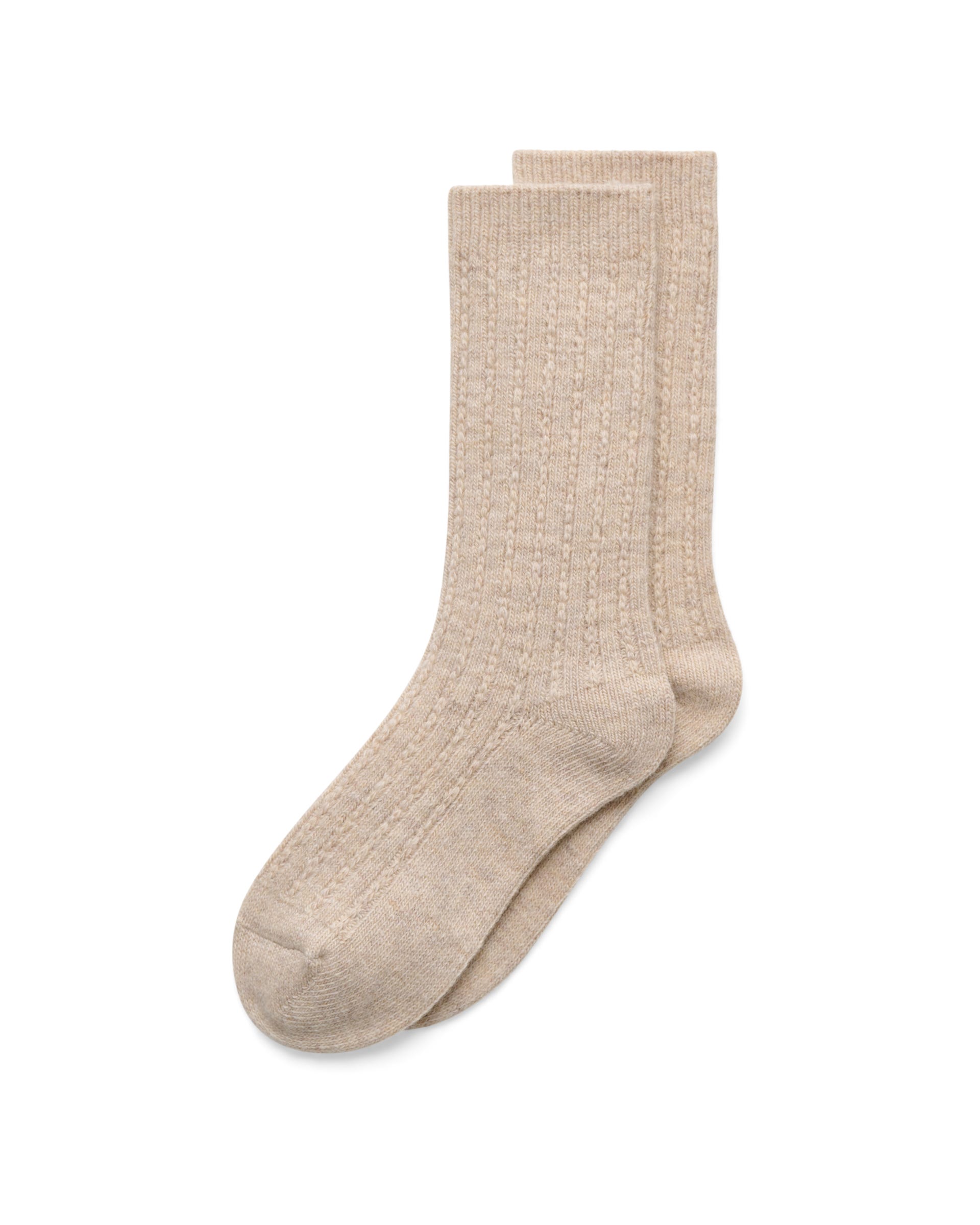 ECCO® HYGGE CABLE KNIT MID-CUT Unisex Stricksocken mit Zopfmuster - Beige - Main
