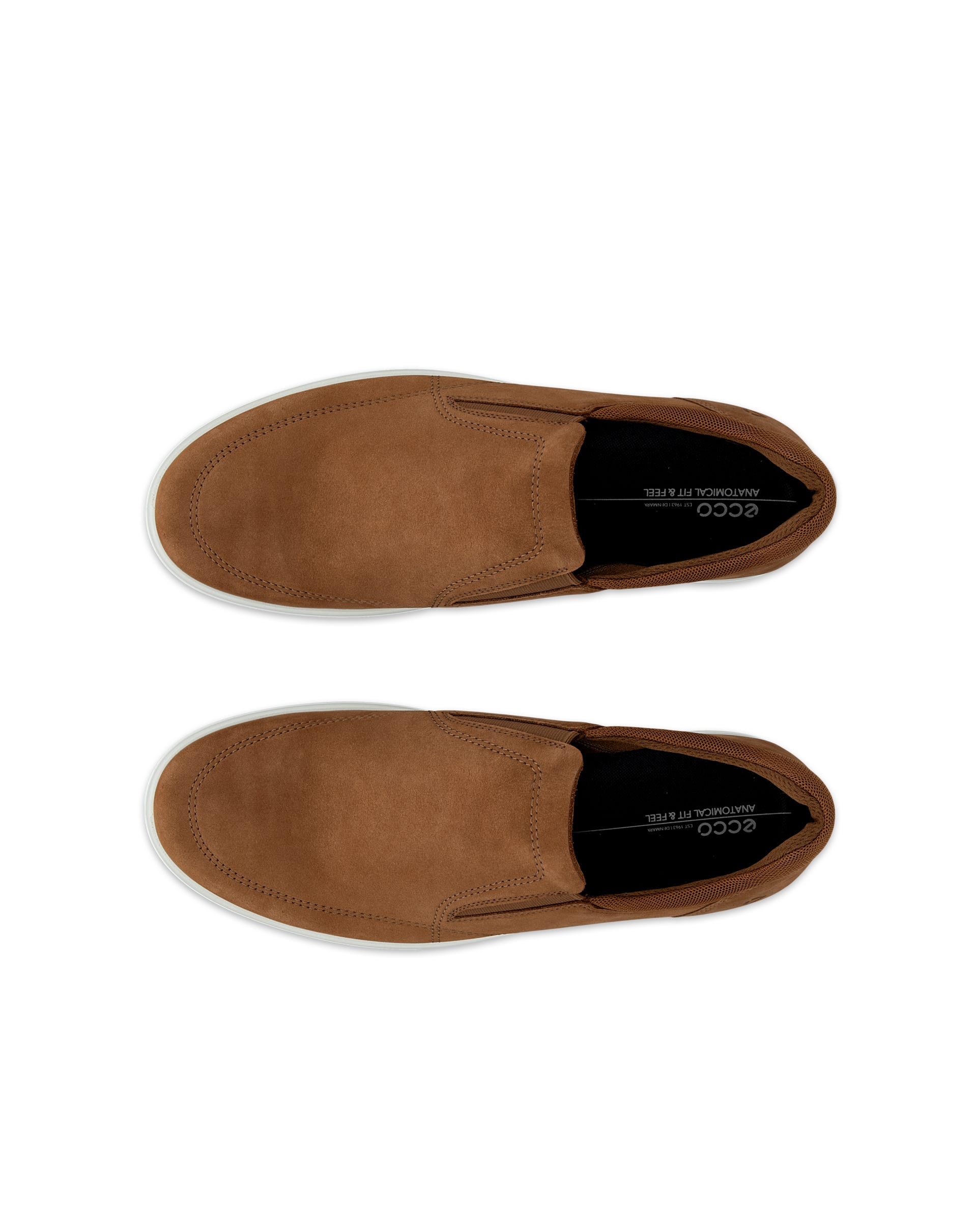 ECCO® CLASSIC SNEAKER chaussures sans lacet en nubuck pour homme - Brun - Outside