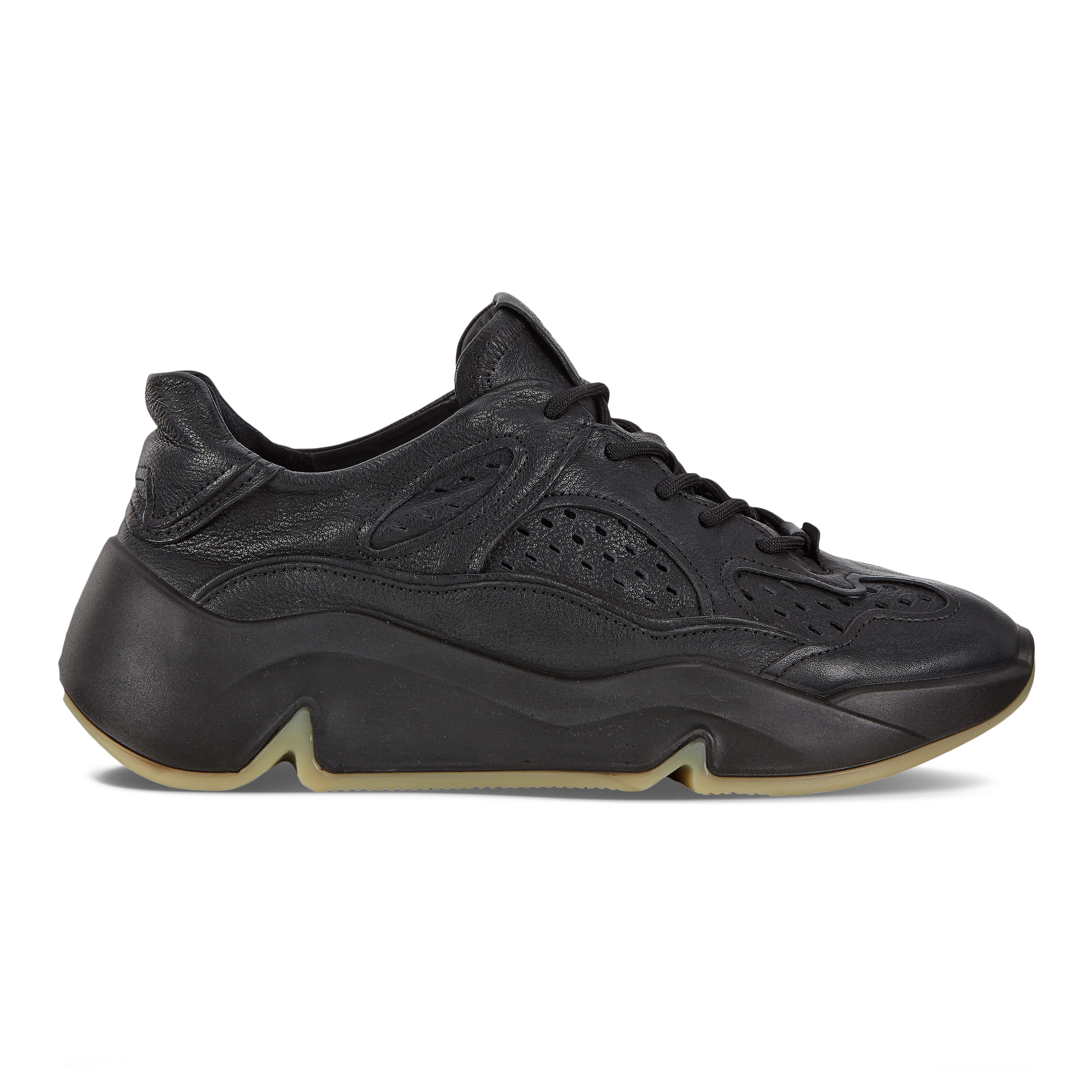 ECCO Chunky Sneaker ウィメンズ レザープラットフォームスニーカー - ブラック - Outside