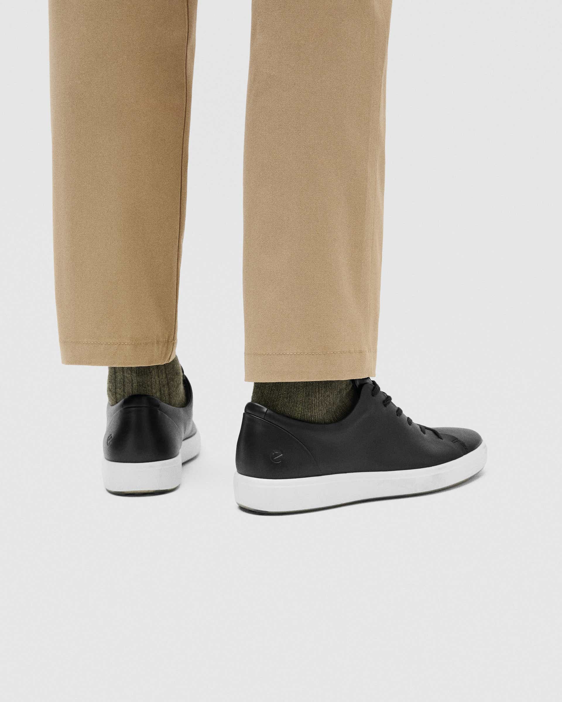 Men's ECCO® Soft 7 Leather Lace-Up Shoe - Black - Lifestyle image-1